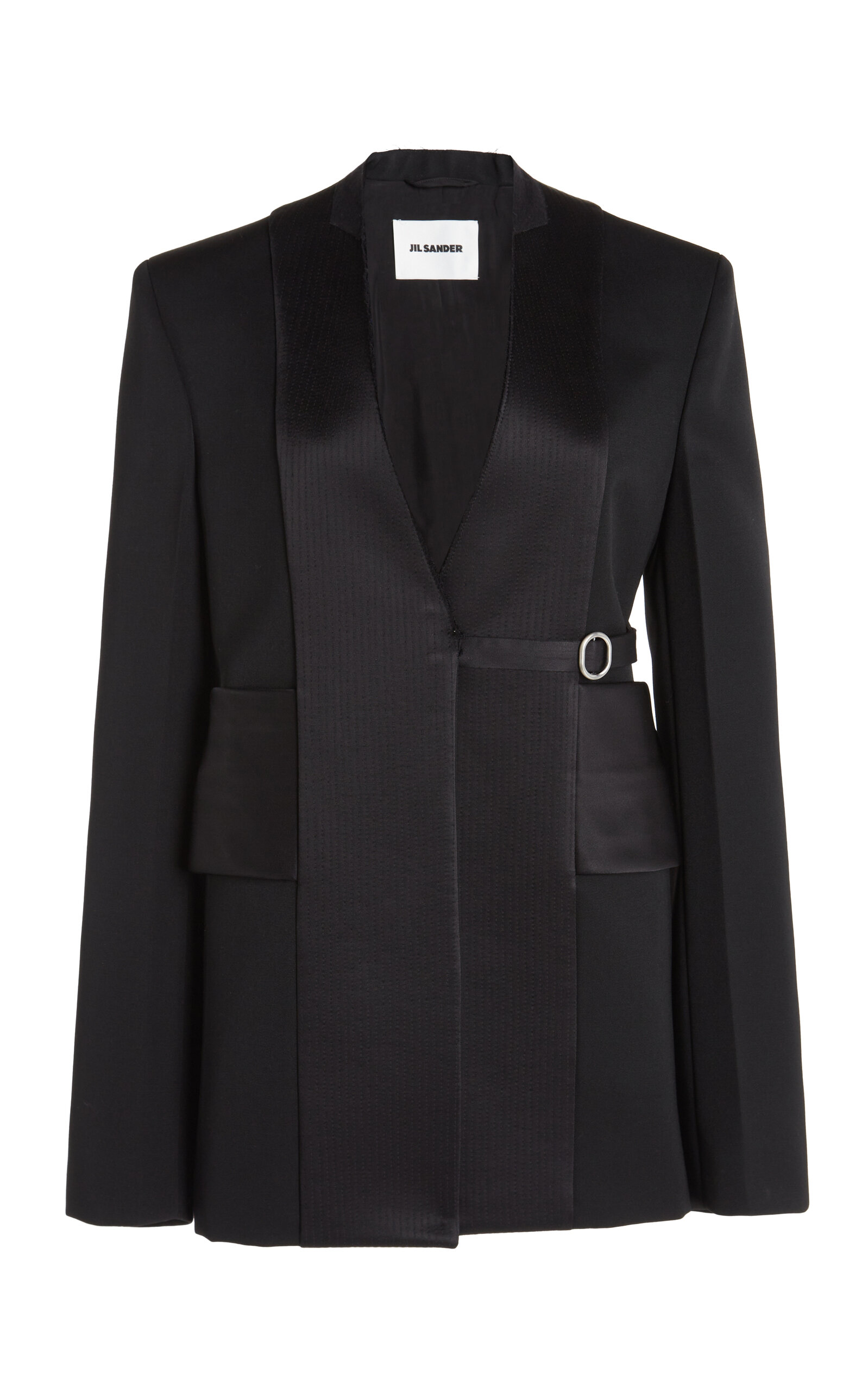 Jil Sander Asymmetric Wool Blazer In Black
