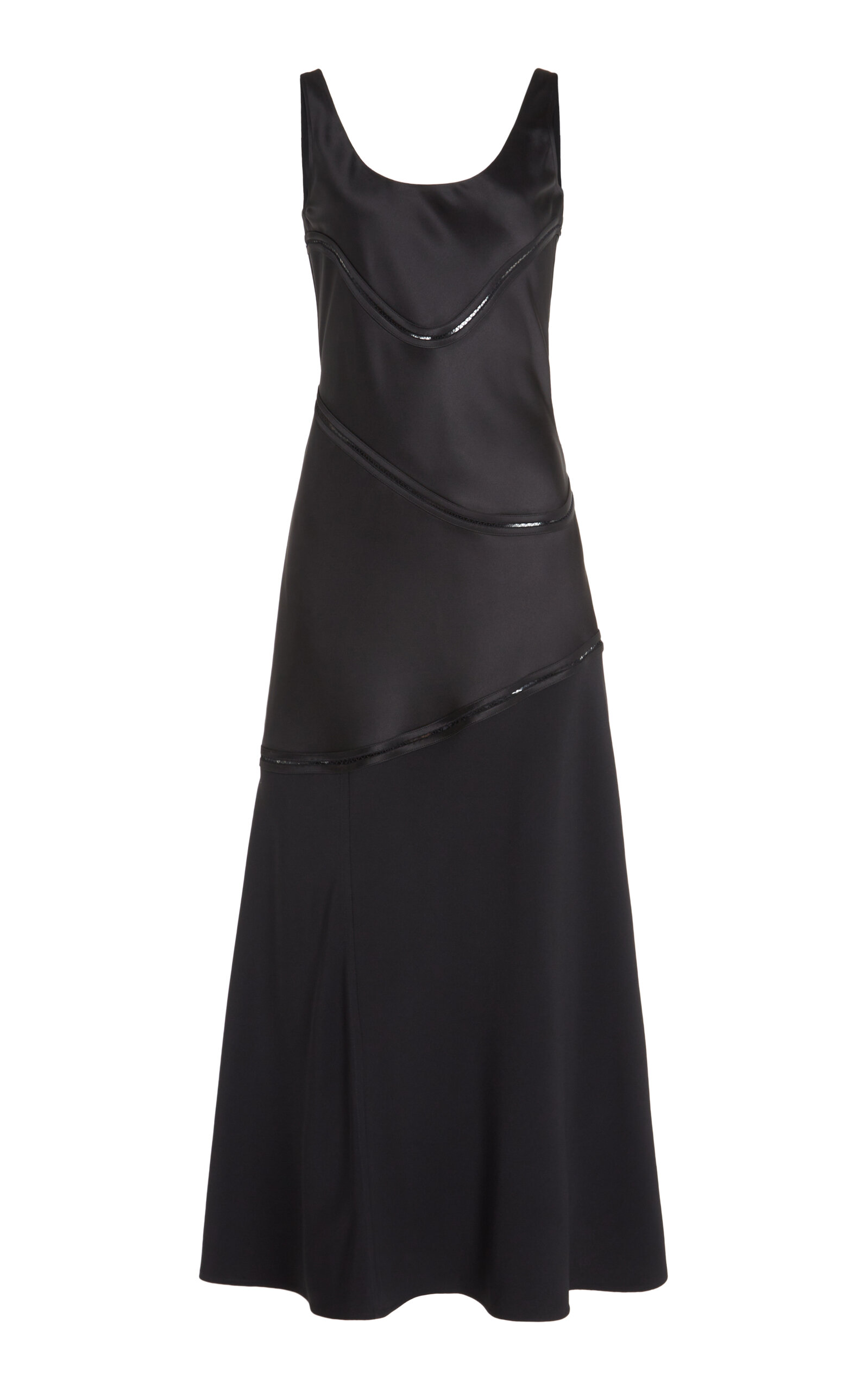 Shop Jil Sander Satin Midi Dress In Black
