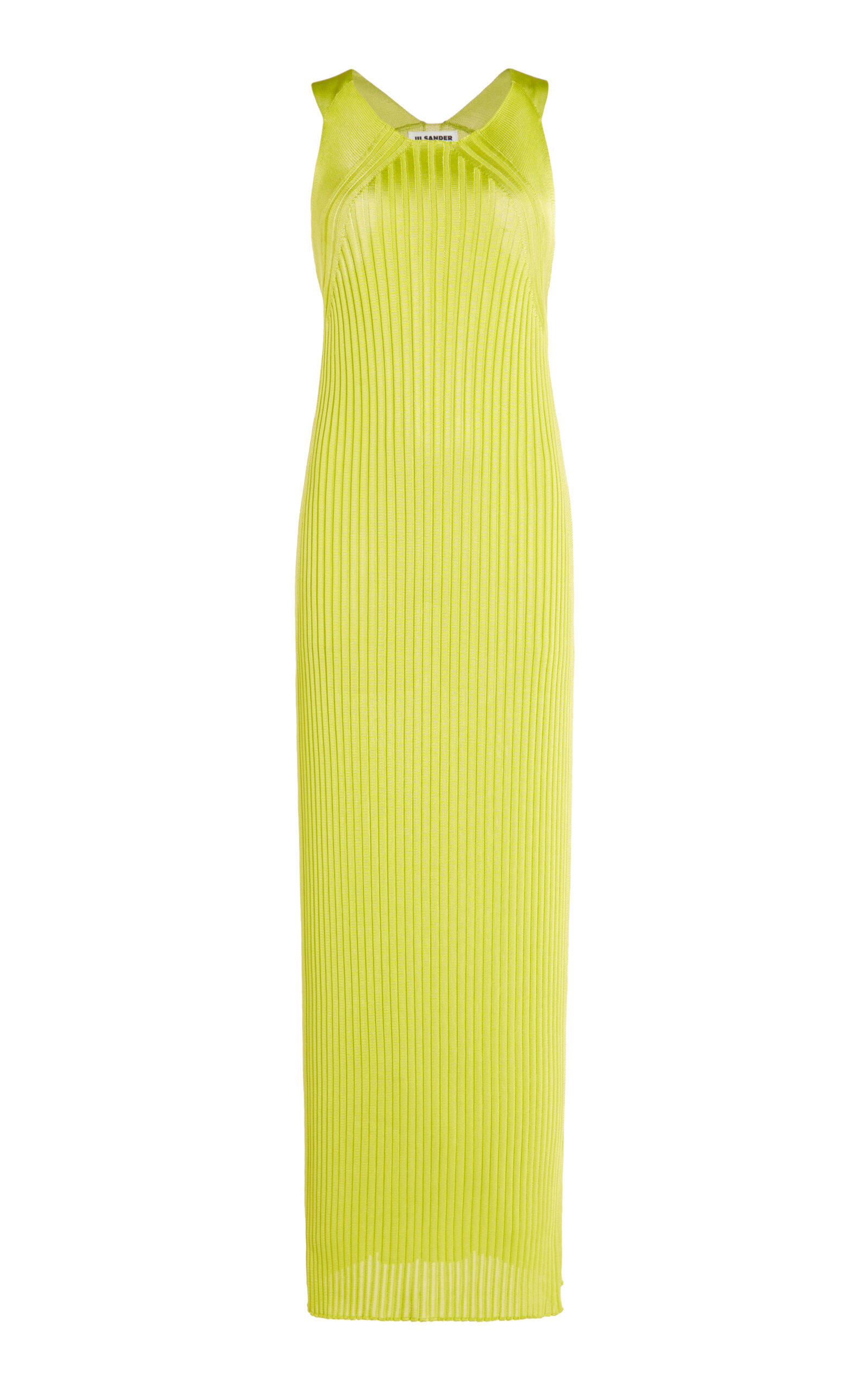 Jil Sander Sleeveless Ribbed Maxi Dress In Green