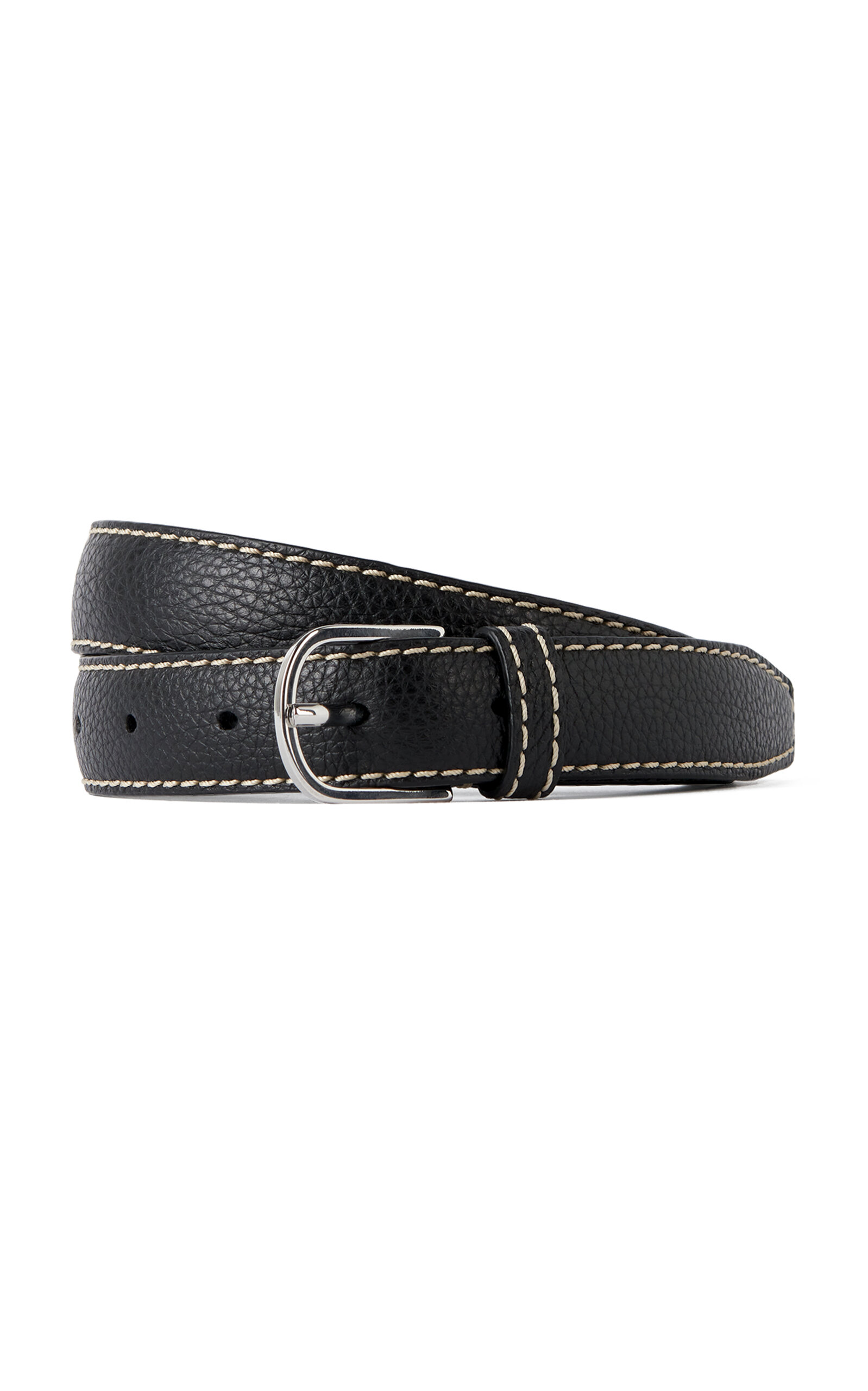 Shop Totême Slim Leather Belt In Black