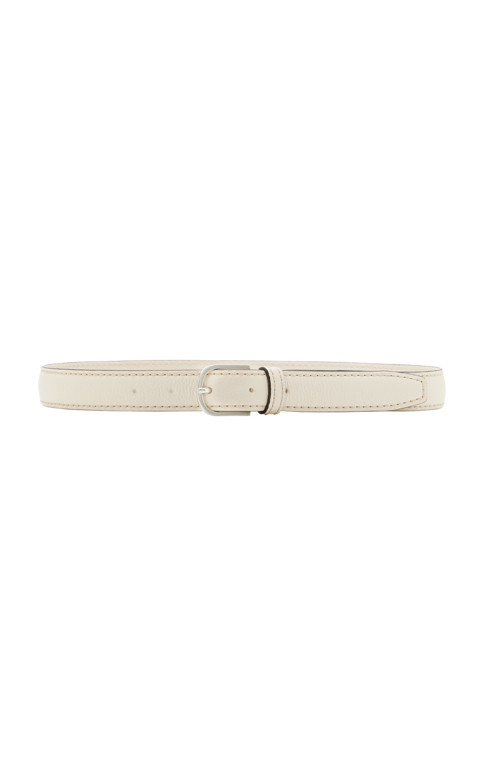 Shop Totême Slim Leather Belt In White