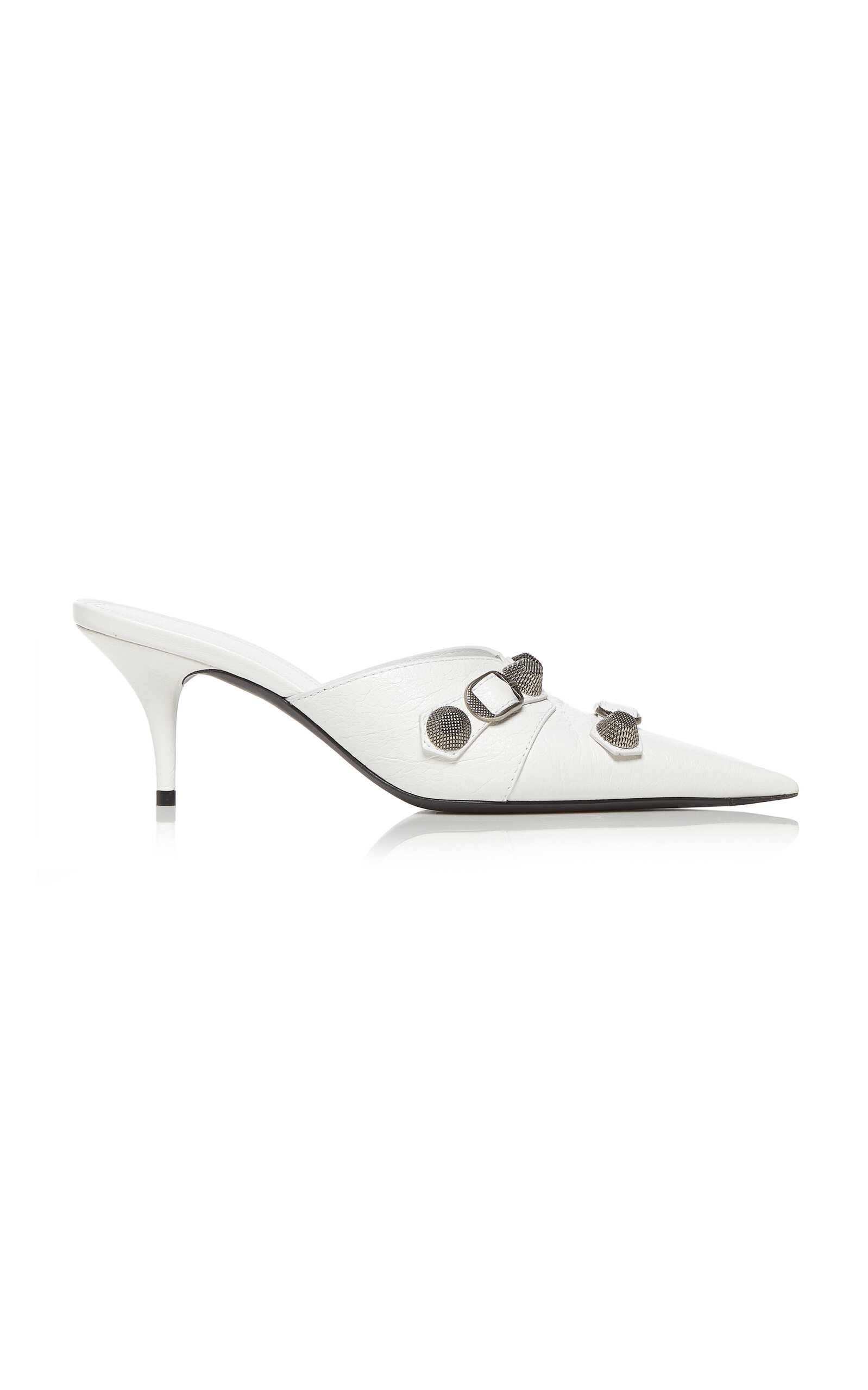 Balenciaga 70mm Cagole Leather Mule Pumps In White