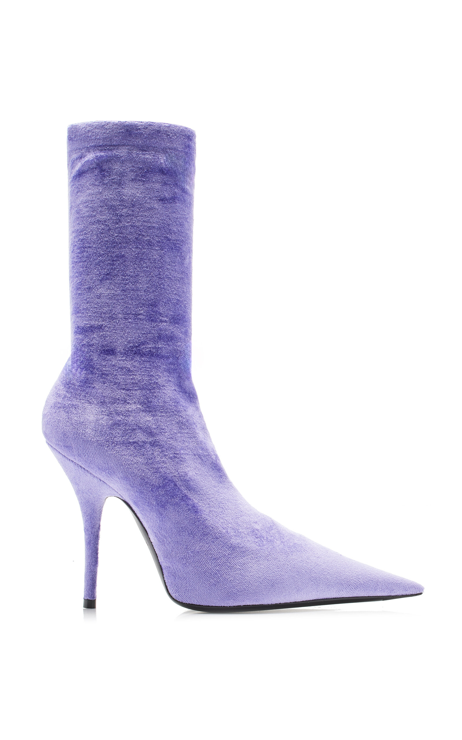 Shop Balenciaga Knife Velvet Jersey Ankle Boots In Purple