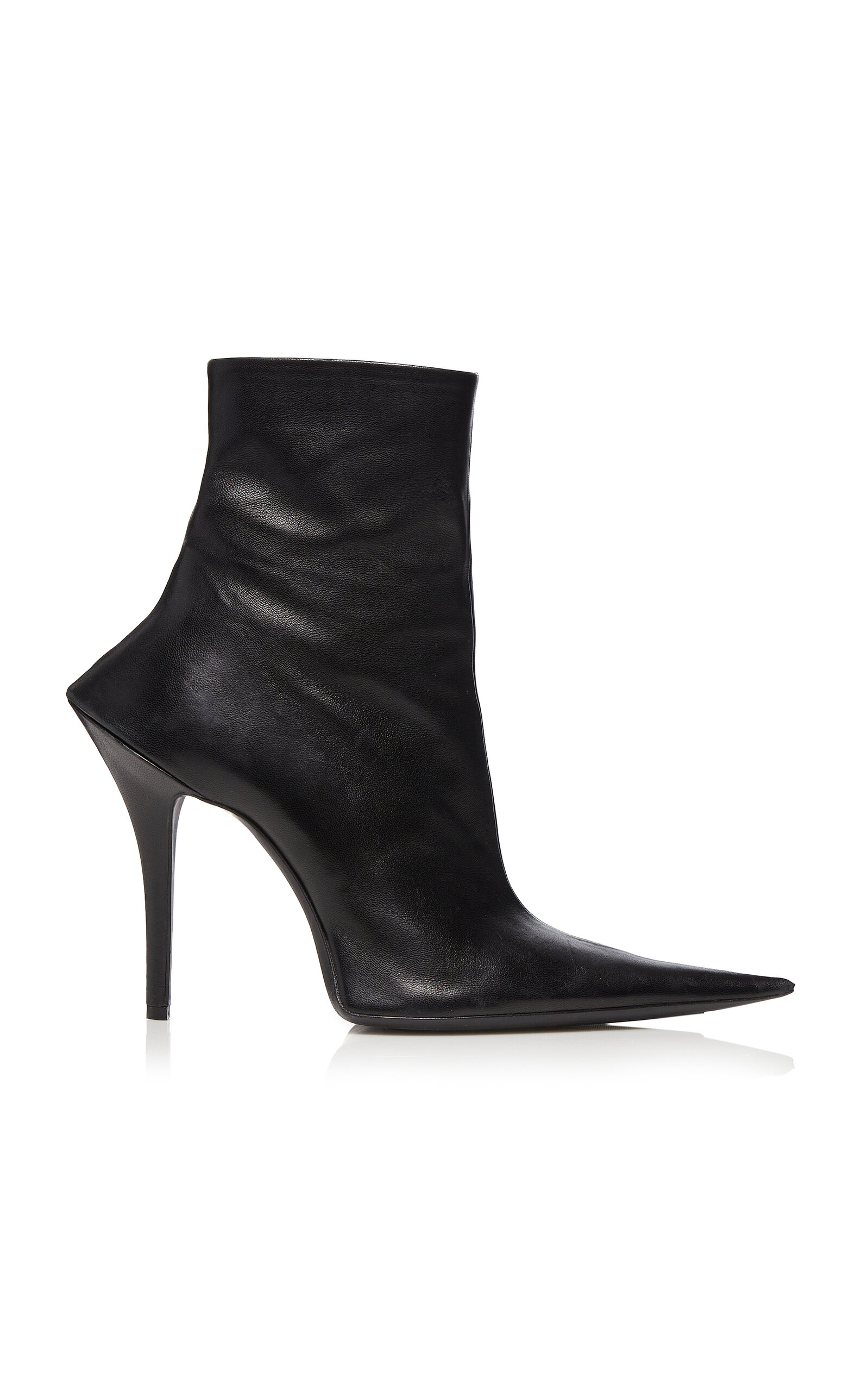 Balenciaga High-heeled Ankle Boots With Glossy Finish And Pointed Toe In Black