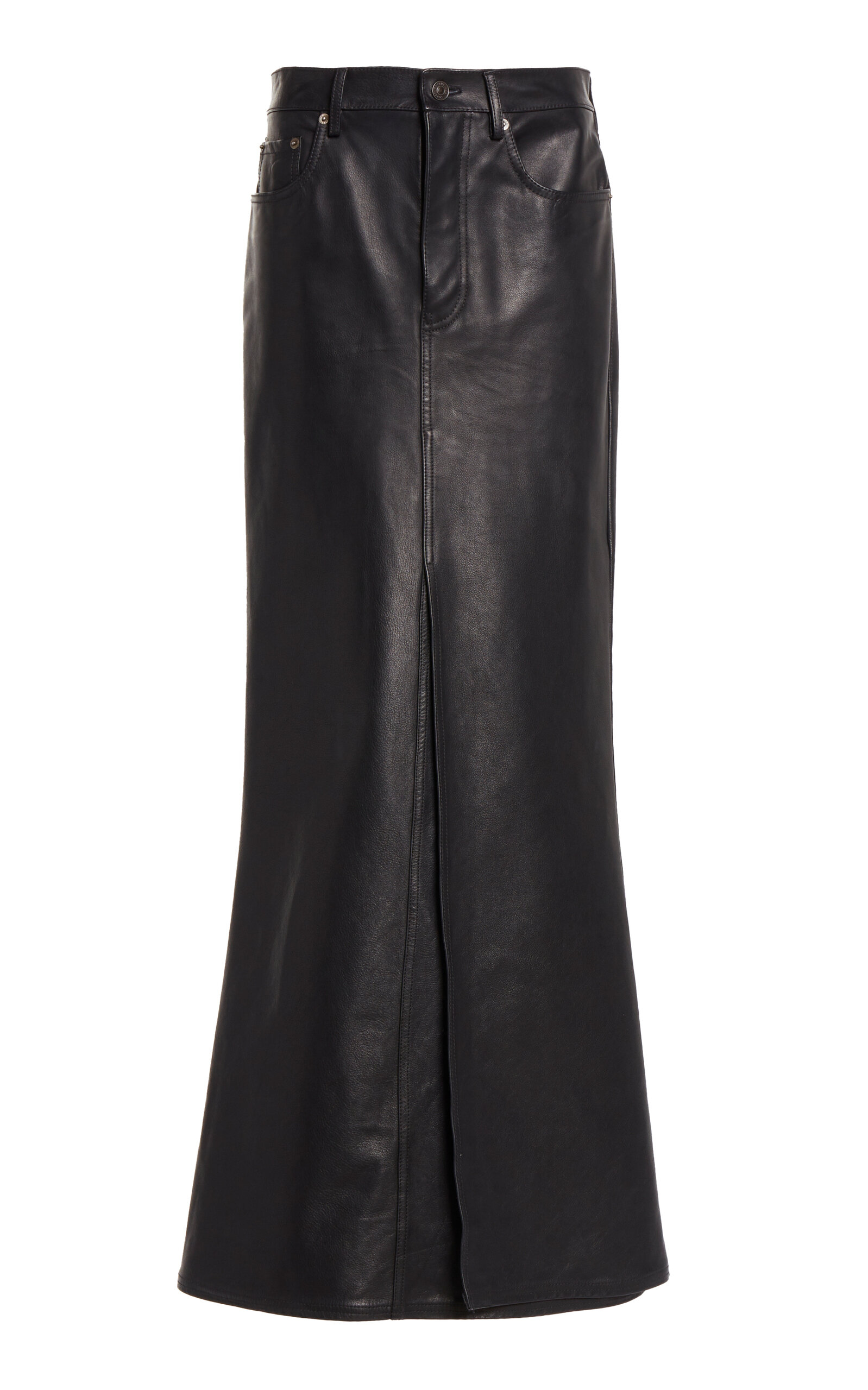Shop Balenciaga Matte Leather Maxi Skirt In Black