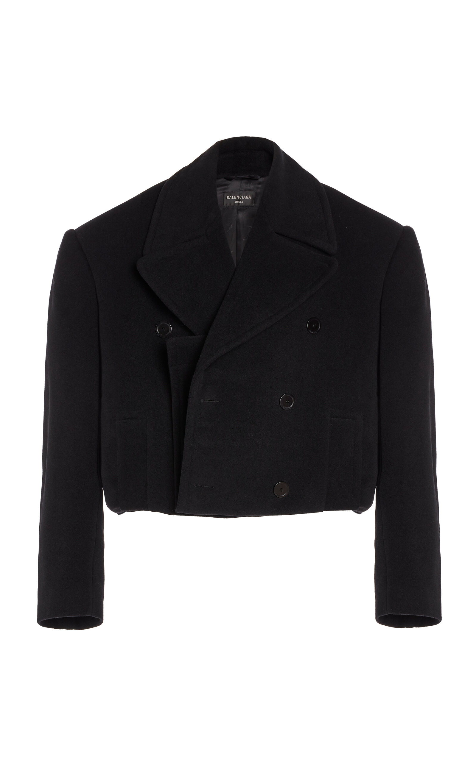 Balenciaga - Folded Cropped Cashmere Peacoat - Black - 2 - Moda Operandi