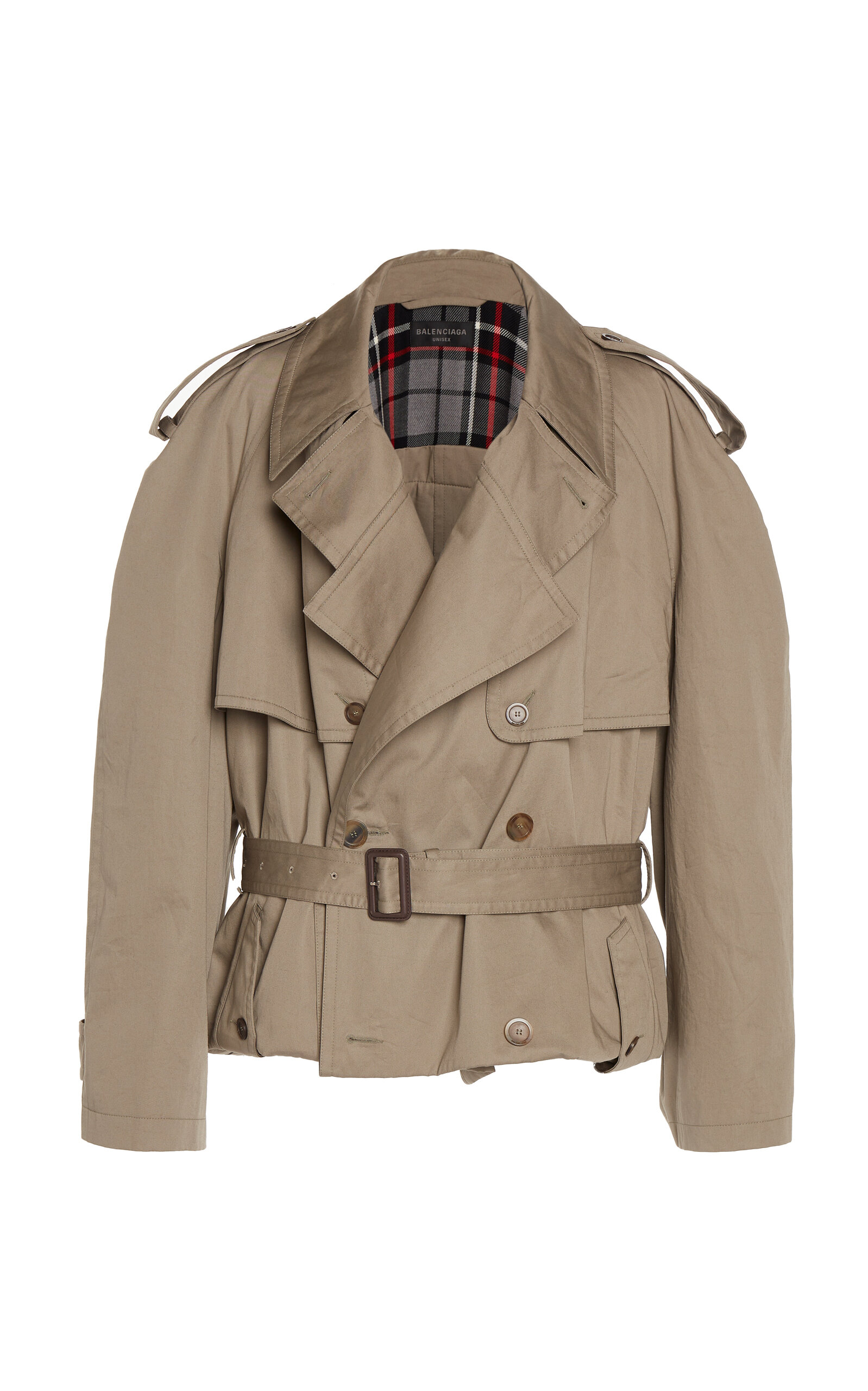 Shop Balenciaga Folded Double-breasted Cotton Trench Coat In Neutral