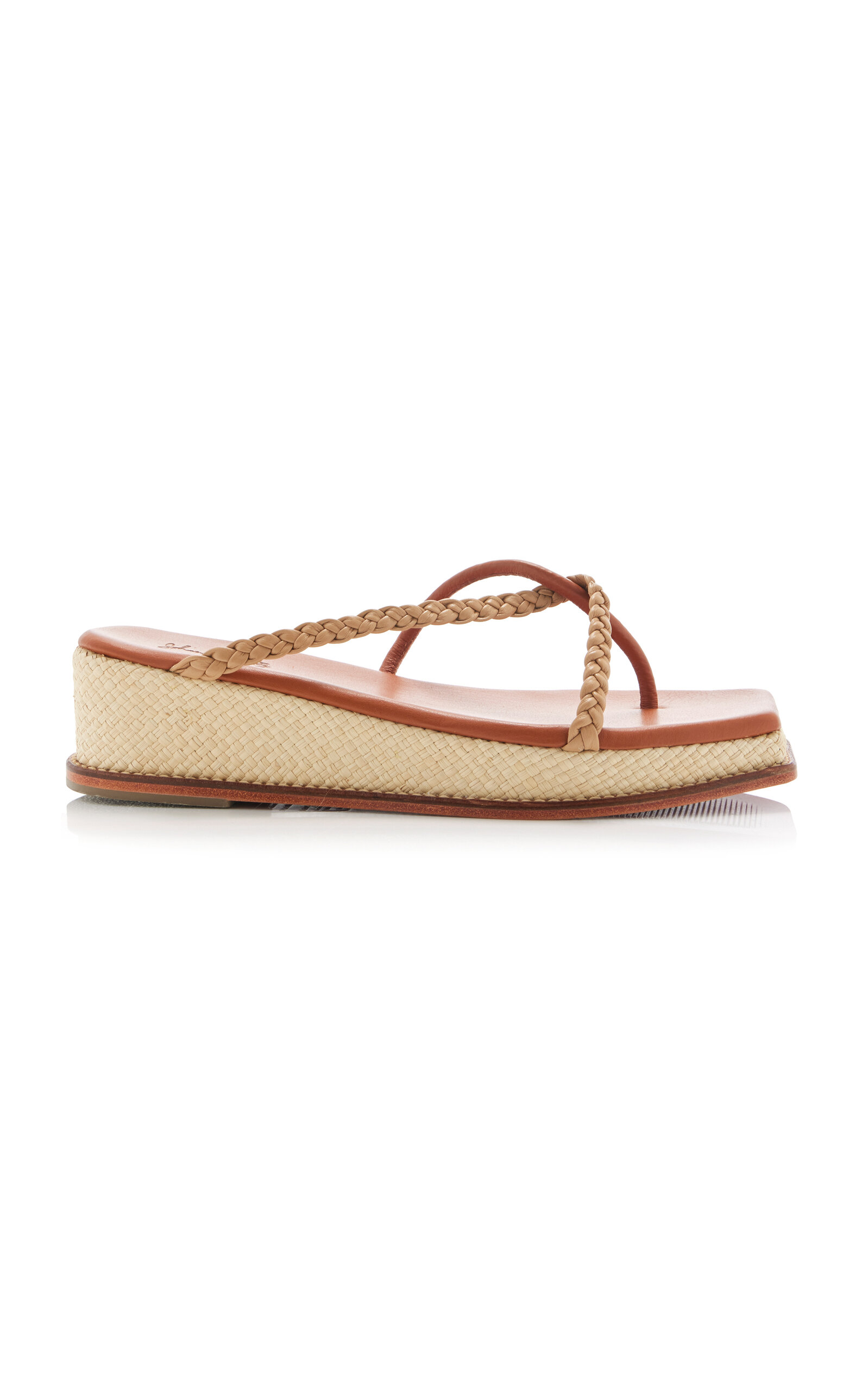 Johanna Ortiz Earthly Heaven Palm; Leather Wedge Sandals In Tan