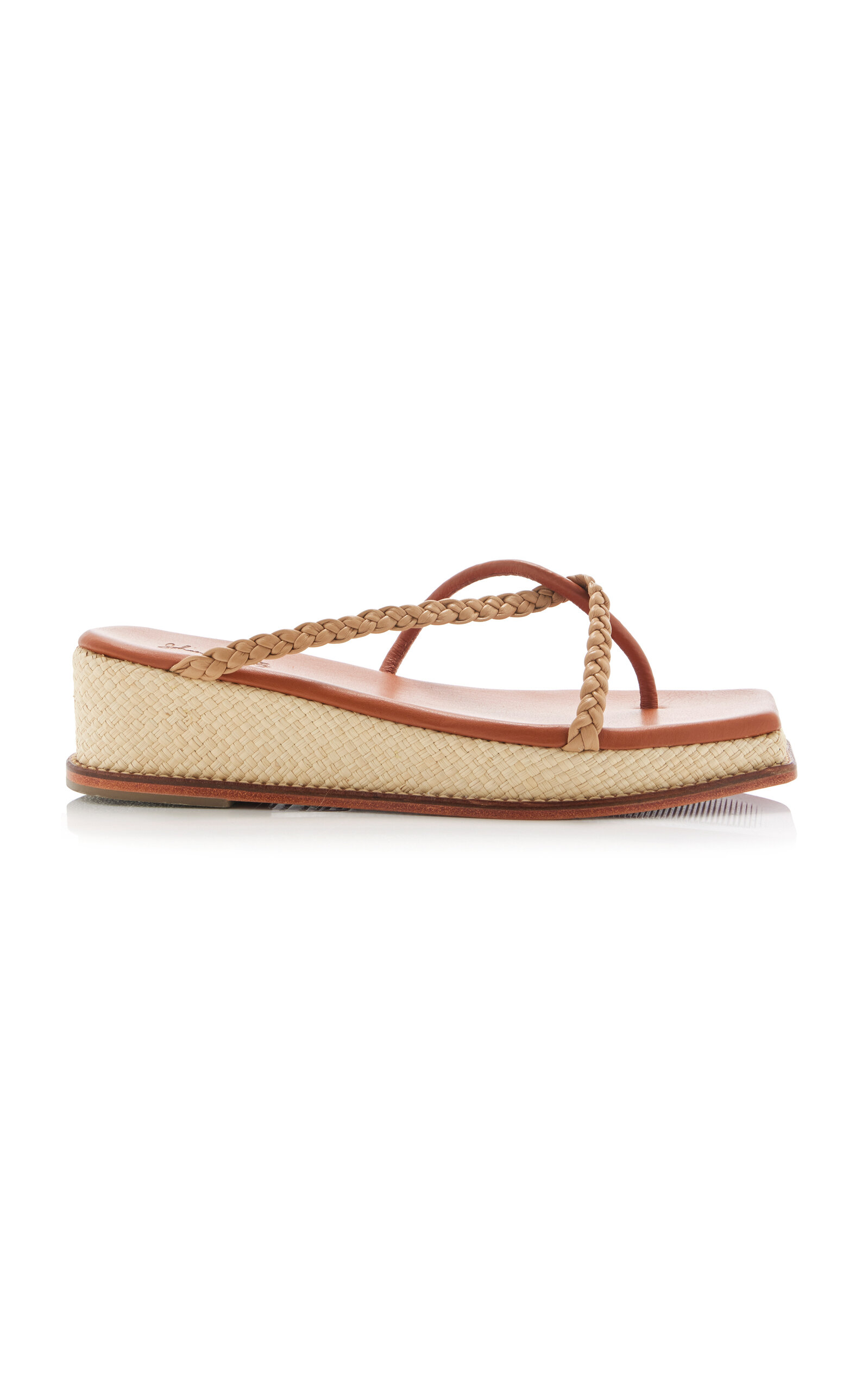 Earthly Heaven Palm; Leather Wedge Sandals