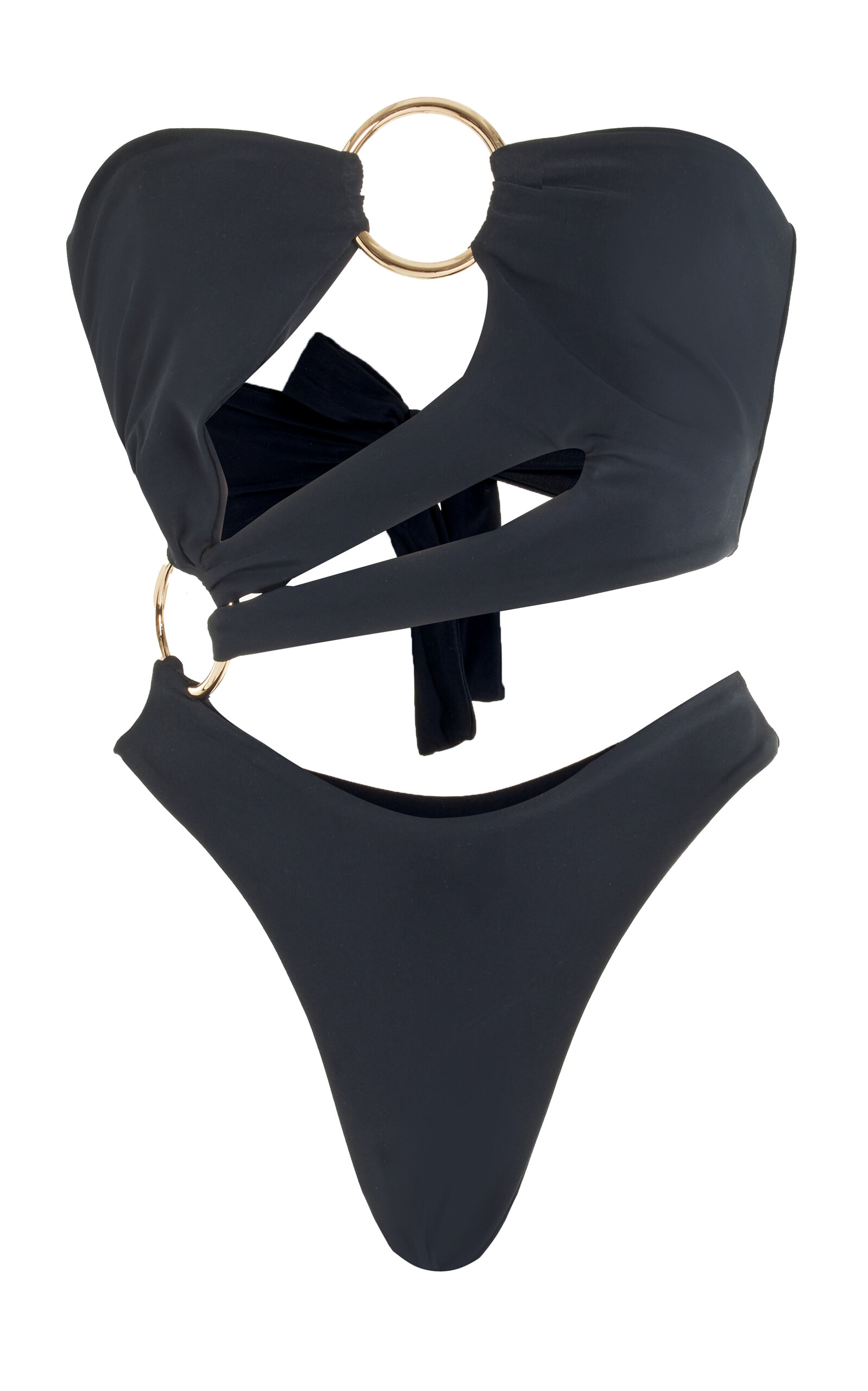 Louisa Ballou Strapless Asymmetrical Swimsuit In Black