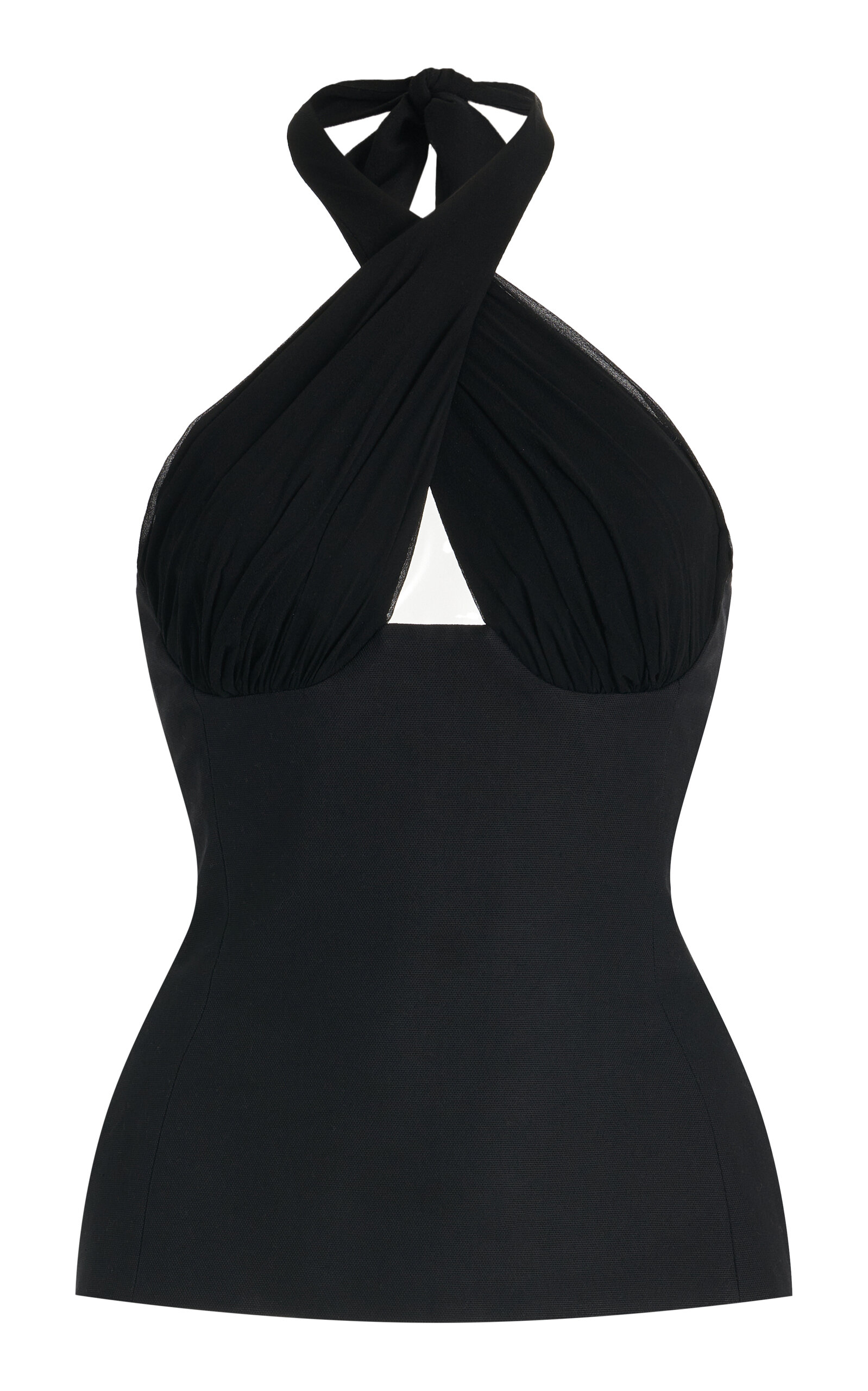 Exclusive Sculpted Silk Halter Top