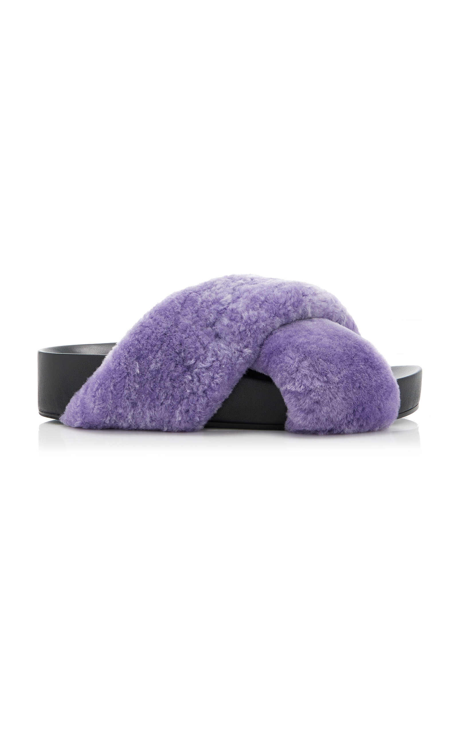 Jil Sander Shearling Sandals In Purple