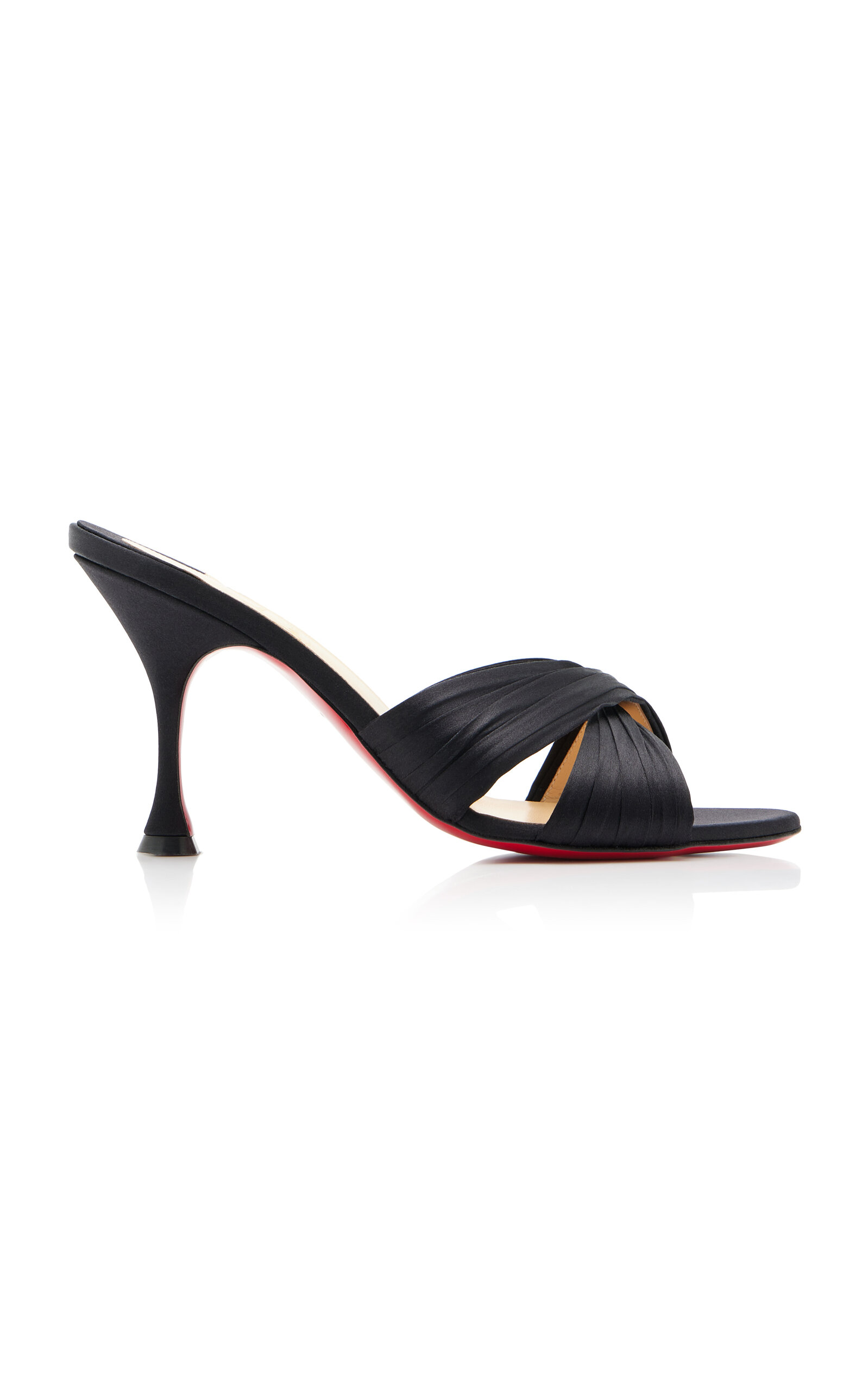 Shop Christian Louboutin Nicol Is Back 85mm Crepe Satin Sandals In Black