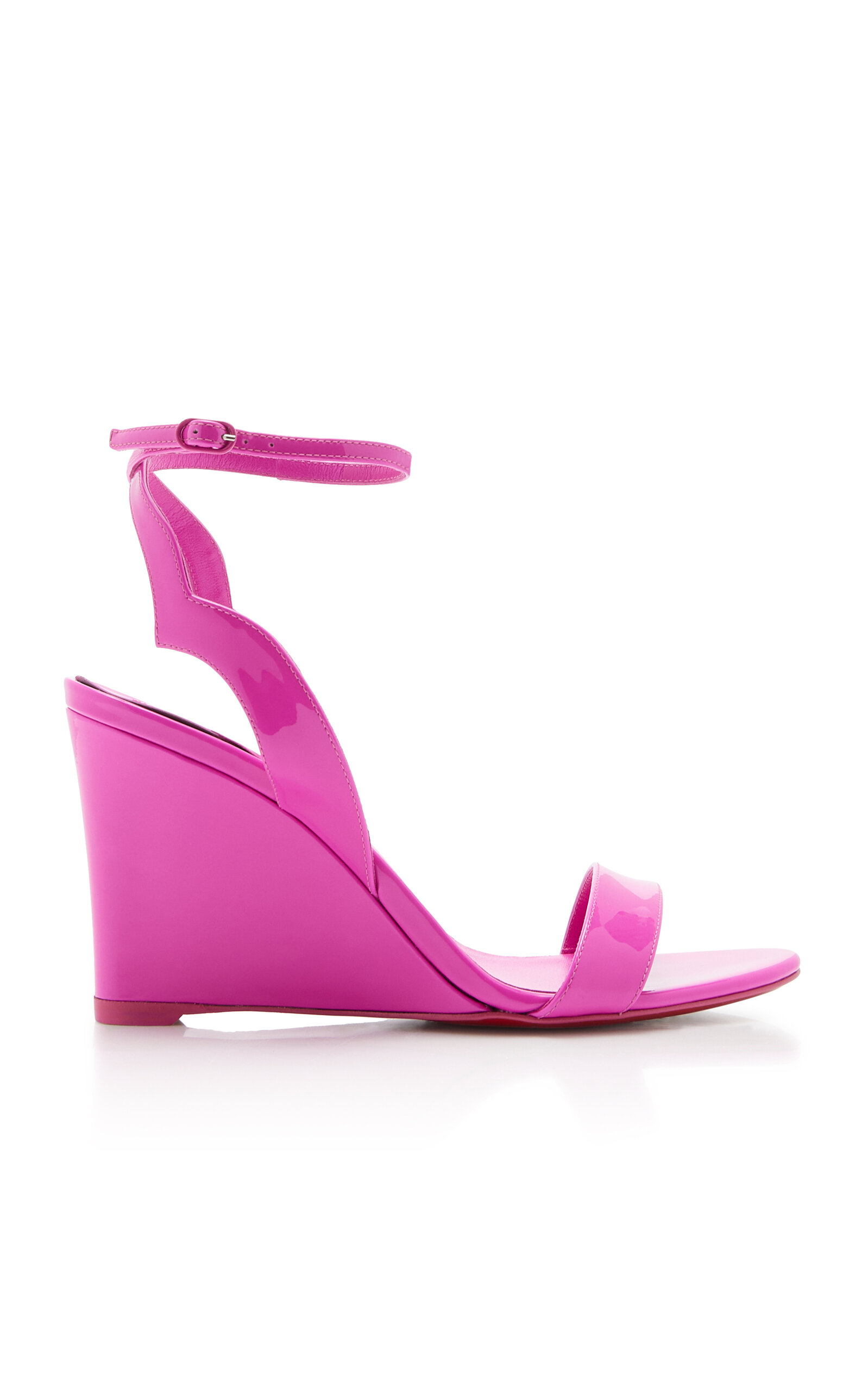 Shop Christian Louboutin Zeppa Chick 85mm Patent Leather Wedges In Pink