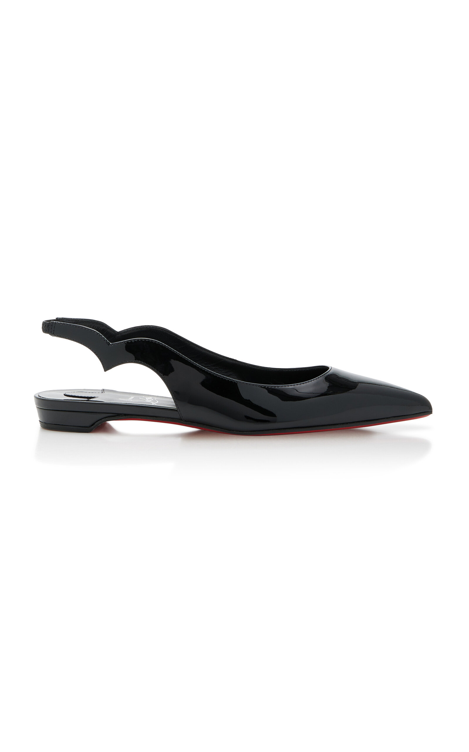 Christian Louboutin Hot Chickita Patent Red Sole Slingback Flats In Black