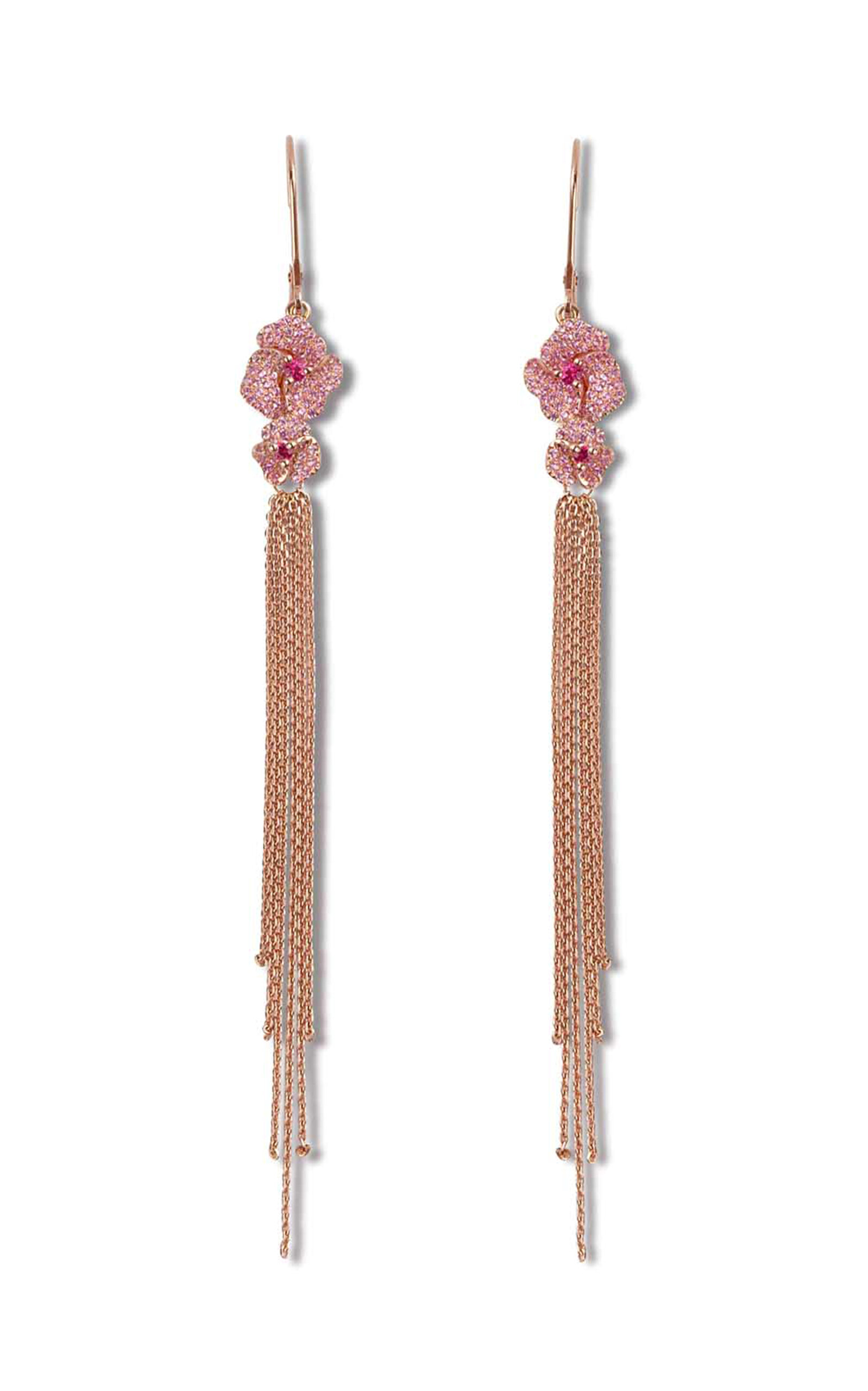 As29 One Of A Kind Bloom 18k Rose Gold Sapphire Earrings In Pink