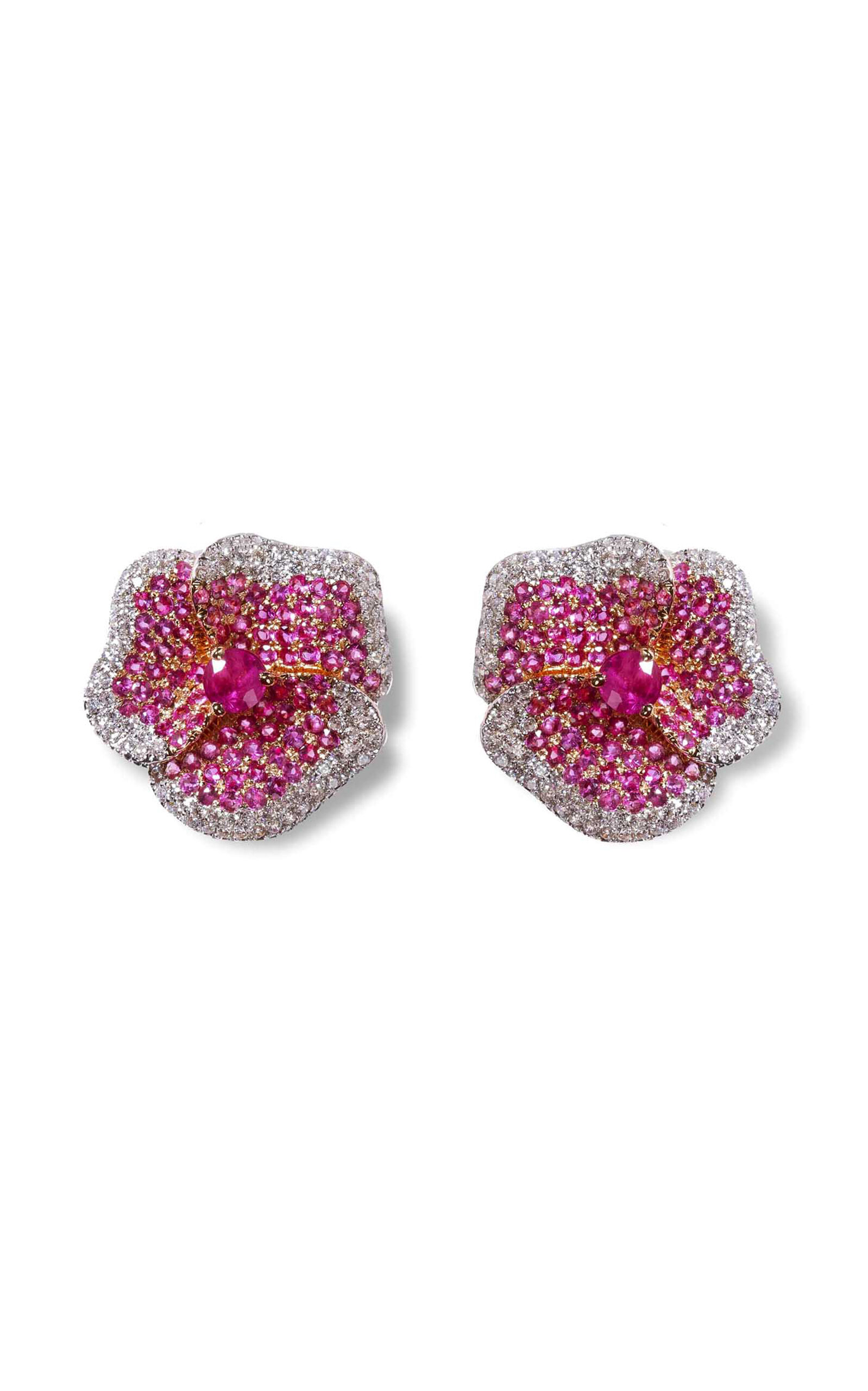 AS29 Women's One of a Kind Bloom 18K Rose Gold; Diamond And Sapphire Earrings