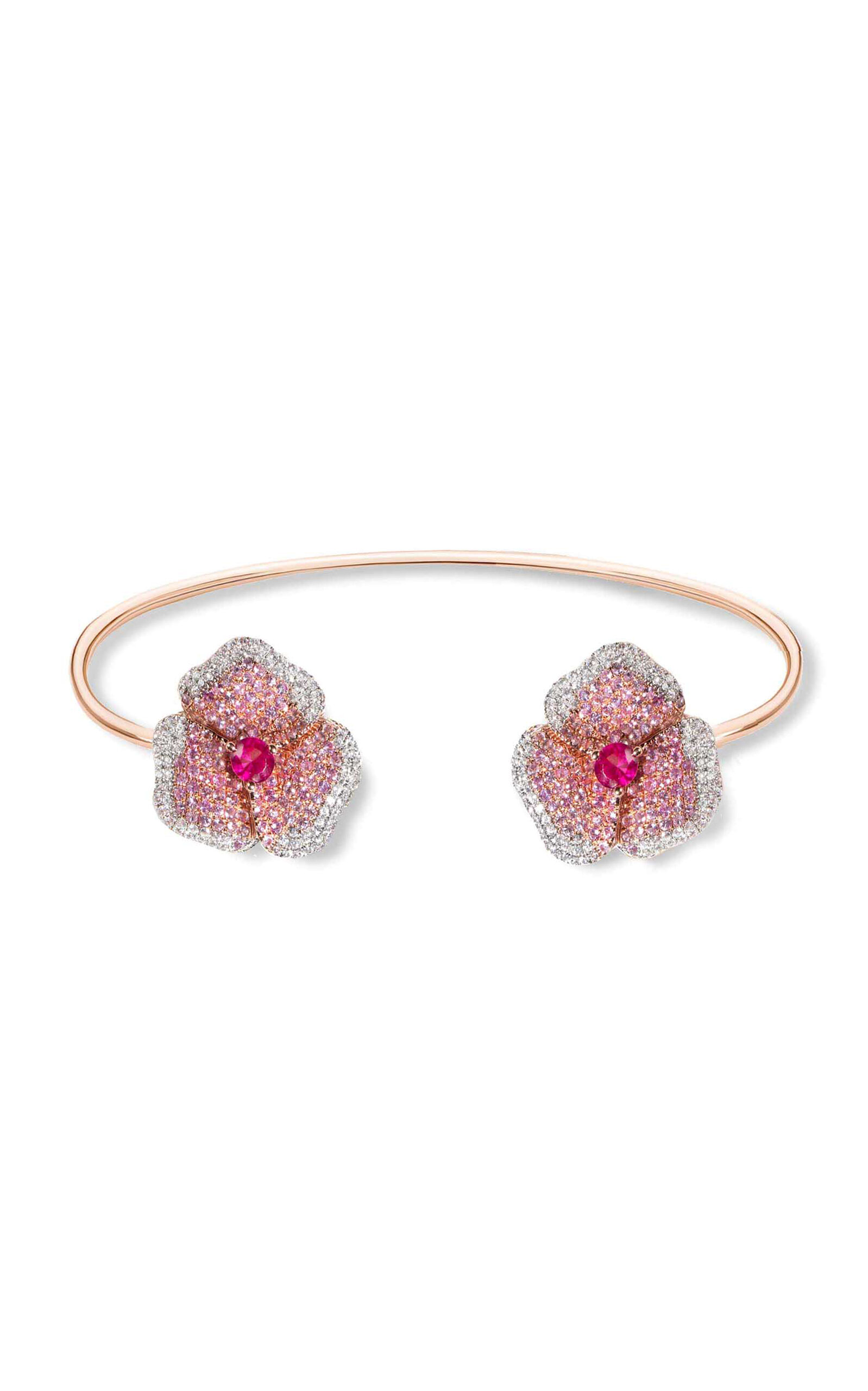 AS29 Women's One of a Kind Bloom 18K Rose Gold; Diamond And Sapphire Bangle