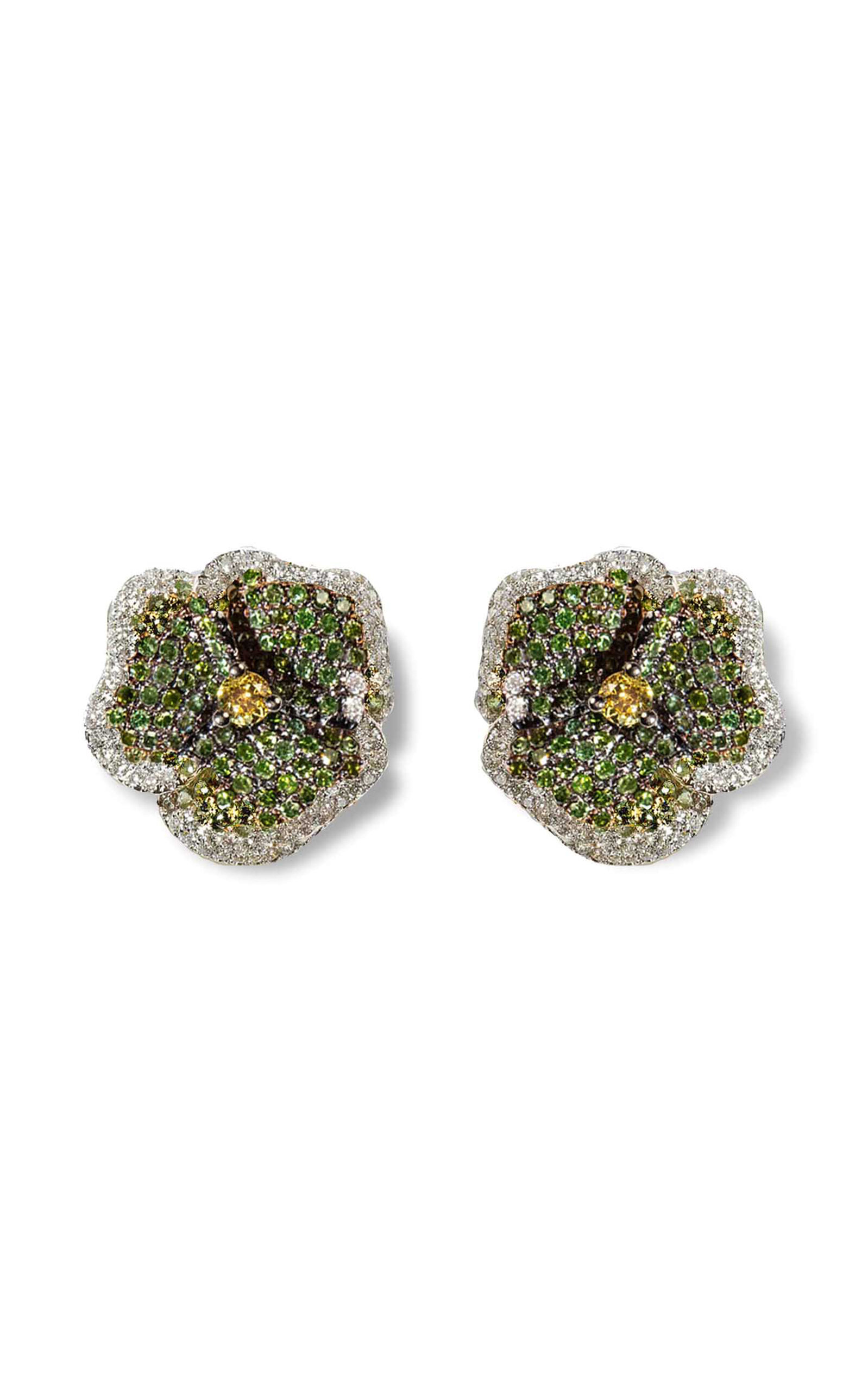AS29 Women's One of a Kind Bloom 18K Yellow Gold; Diamond And Sapphire Earrings