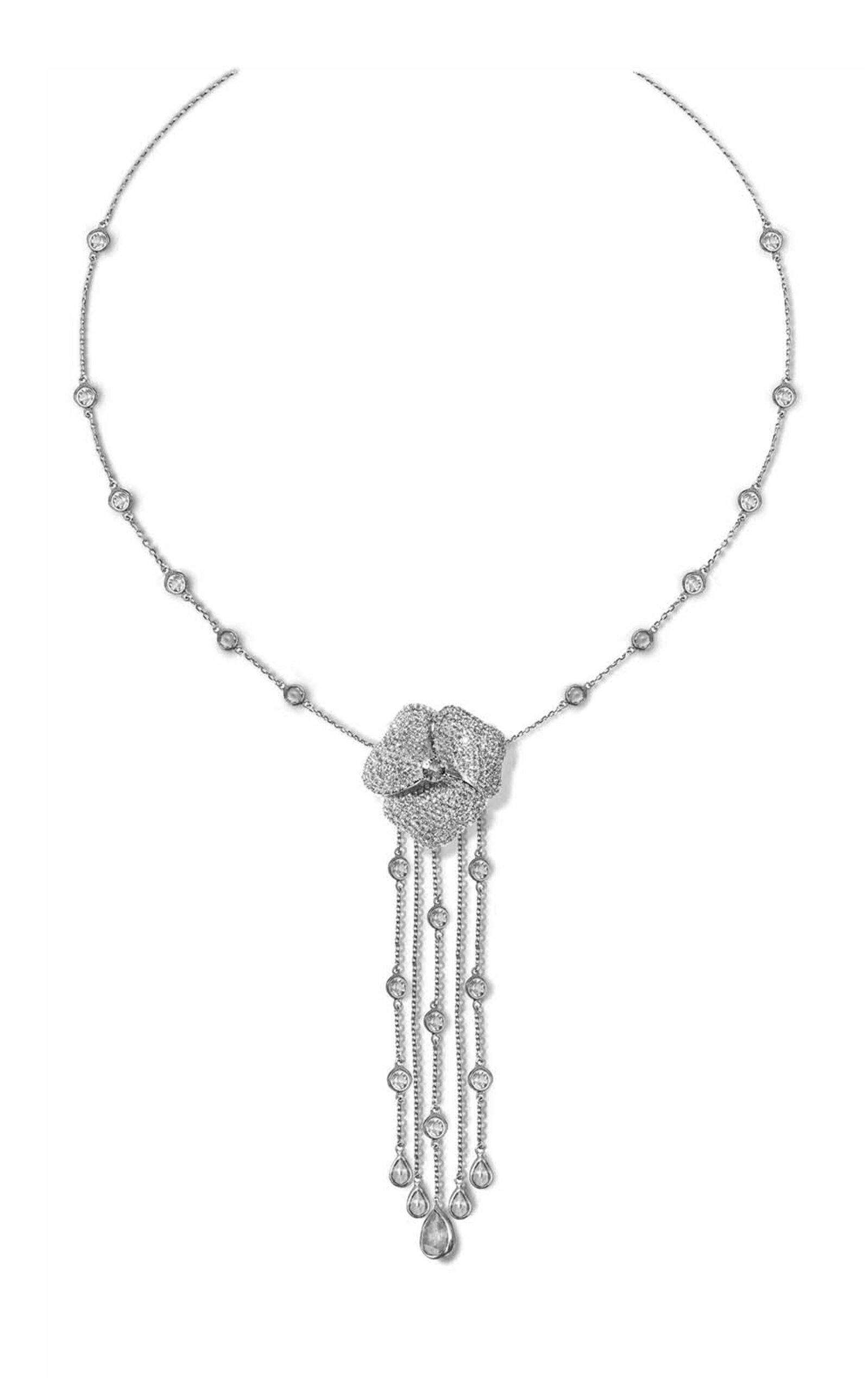 One of a Kind Bloom 18K White Gold Diamond Necklace