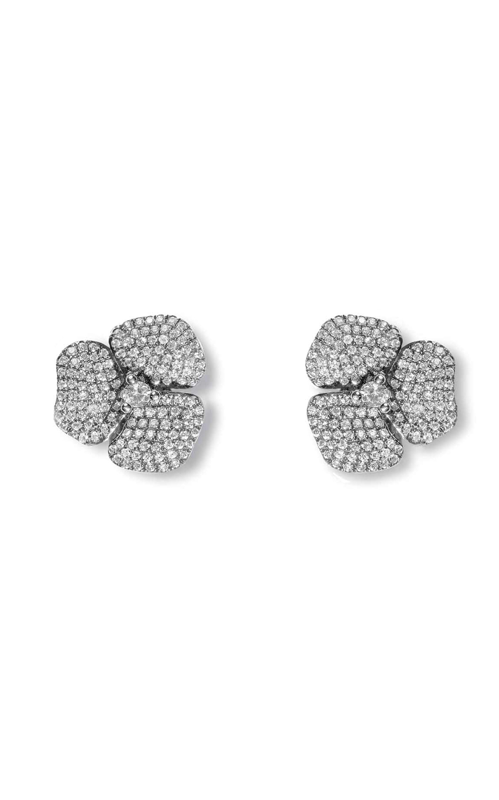 AS29 Women's One of a Kind Bloom 18K White Gold; Diamond; And Sapphire Earrings