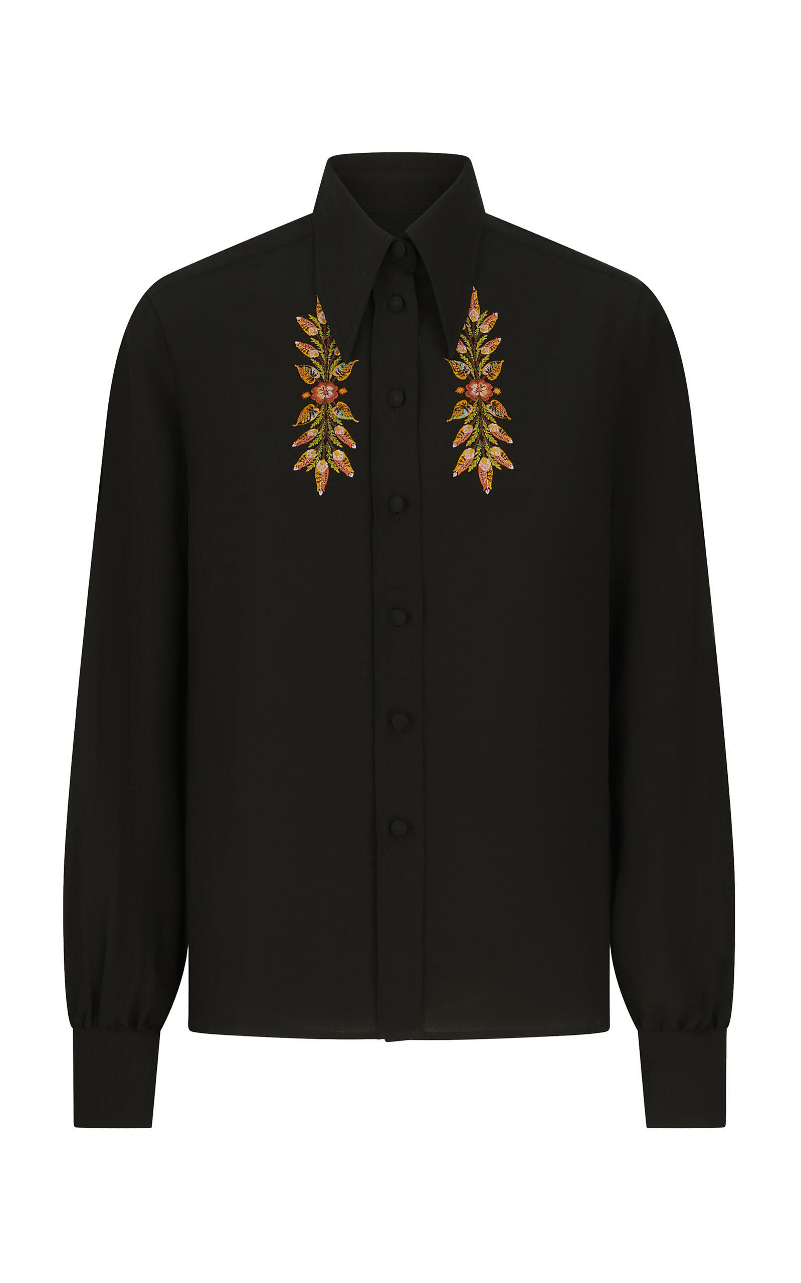 Etro Floral Foliage Embroidered Shirt In Black