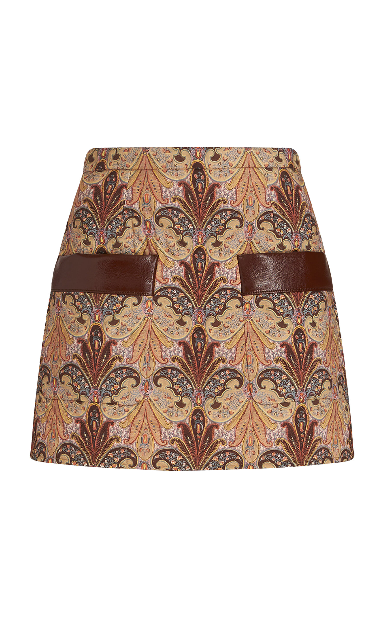 Etro Wool-silk Mini Skirt In Neutral