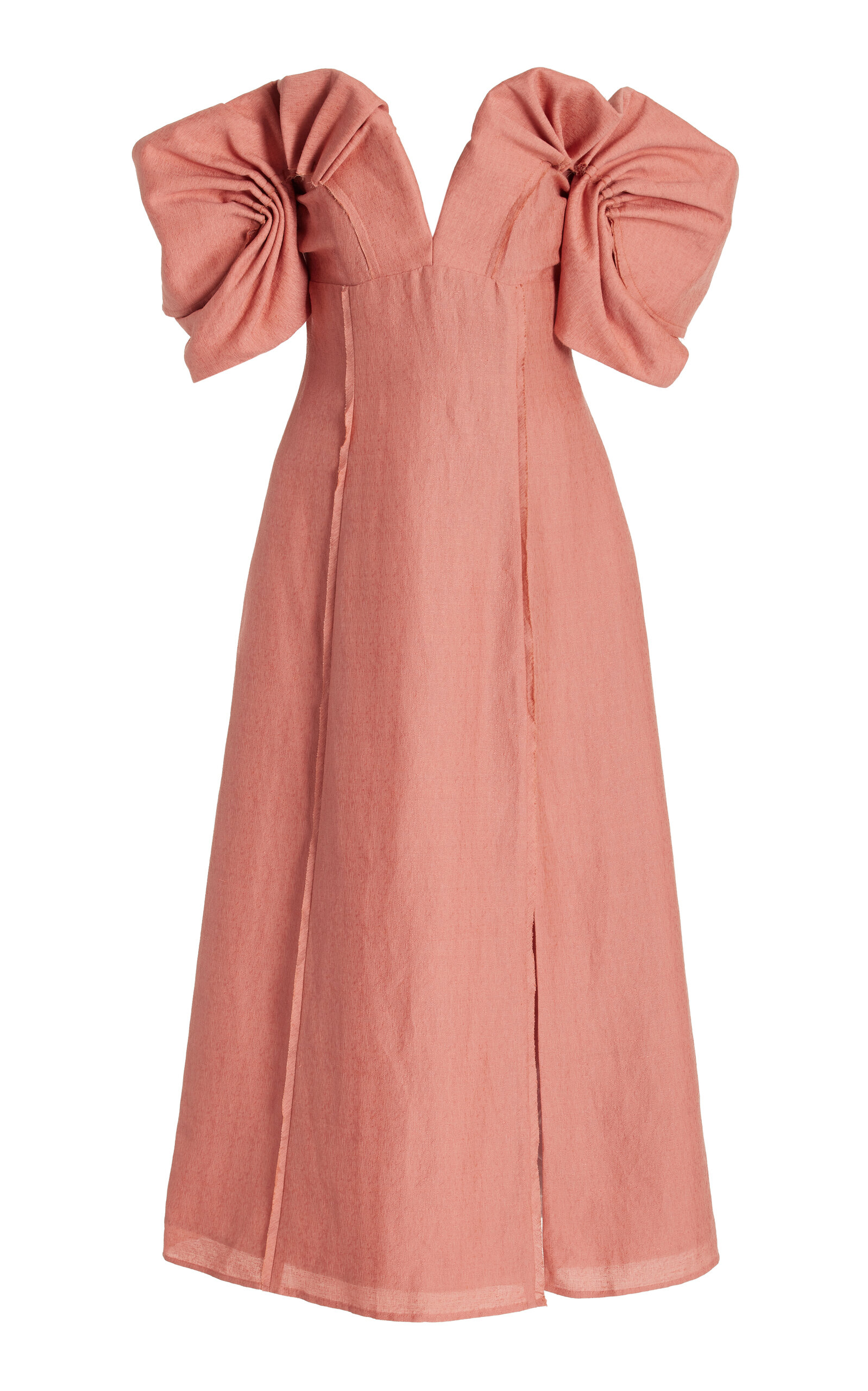CULT GAIA MUNA RUFFLED WOVEN MIDI DRESS