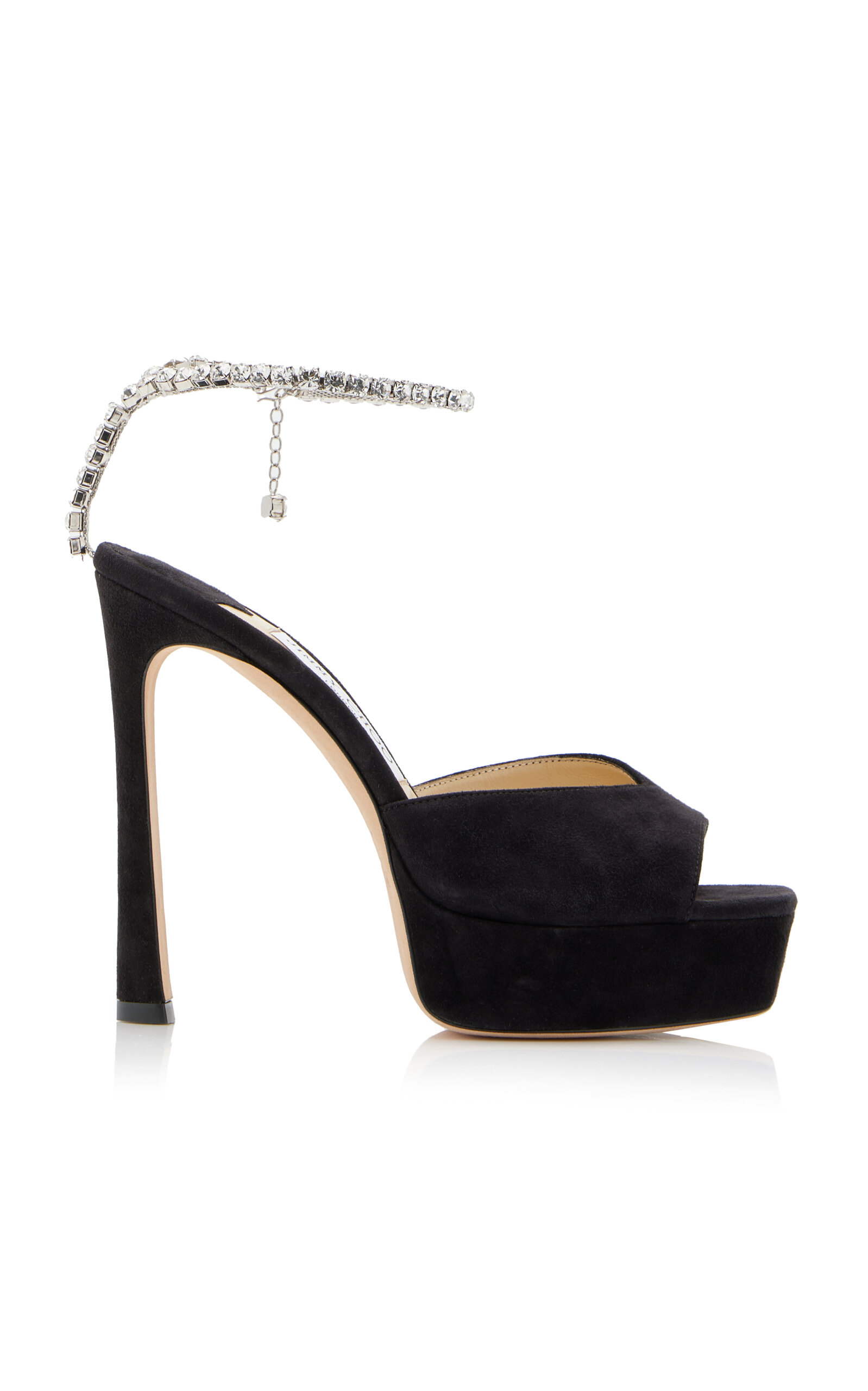 Jimmy Choo Saeda 125 Suede Leather Platform Sandals In Black