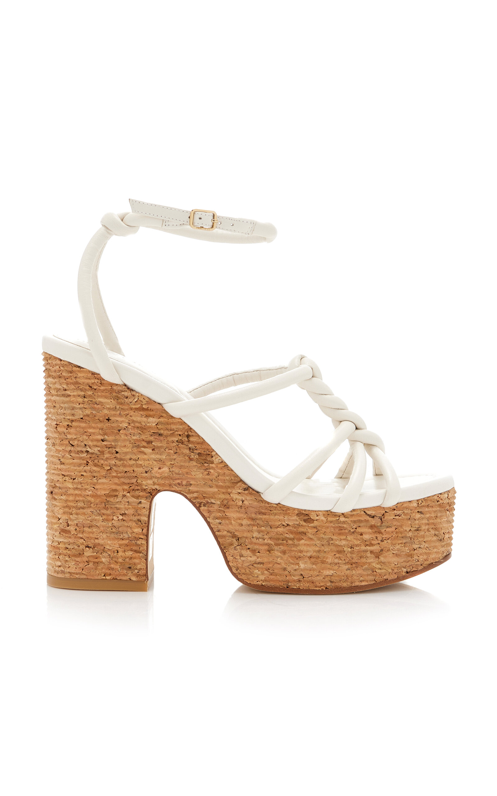 Jimmy Choo Clare Metallic Nappa Leather Platform Sandals In White