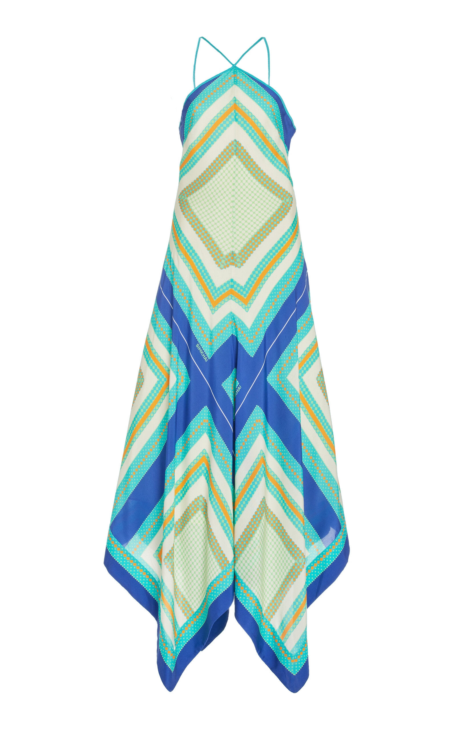SIMKHAI Teyana Handkerchief Maxi Halter Dress - Blue