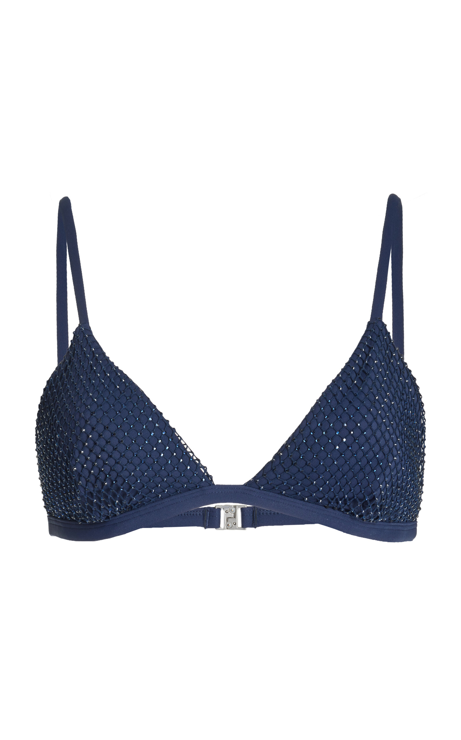 Simkhai Joelle Crystal Mesh Triangle Bikini Top In Midnight