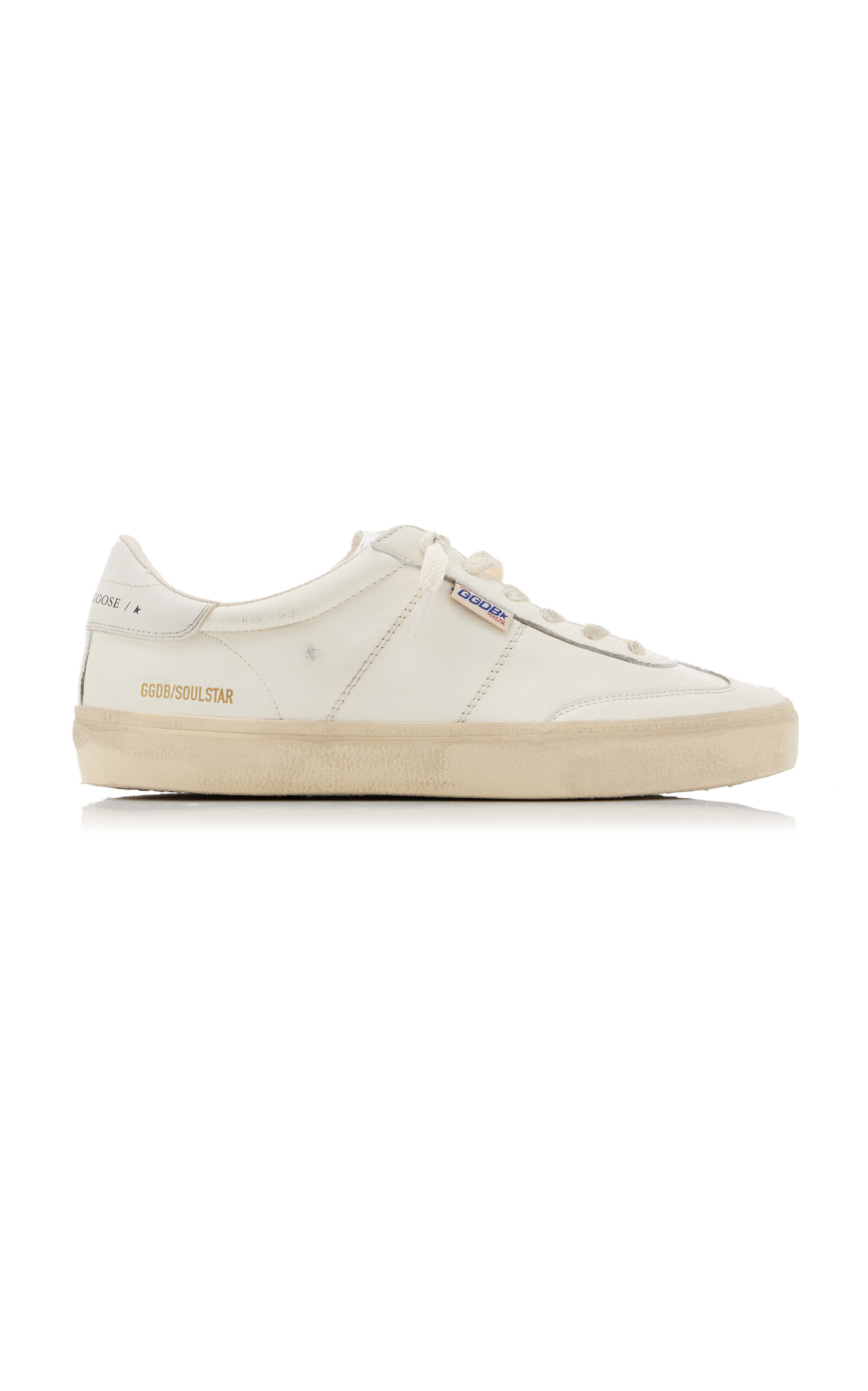 Golden Goose Soulstar White Low Top Sneakers With Logo Patch On The Tongue And Logo Lettering On Side And Heel In In White