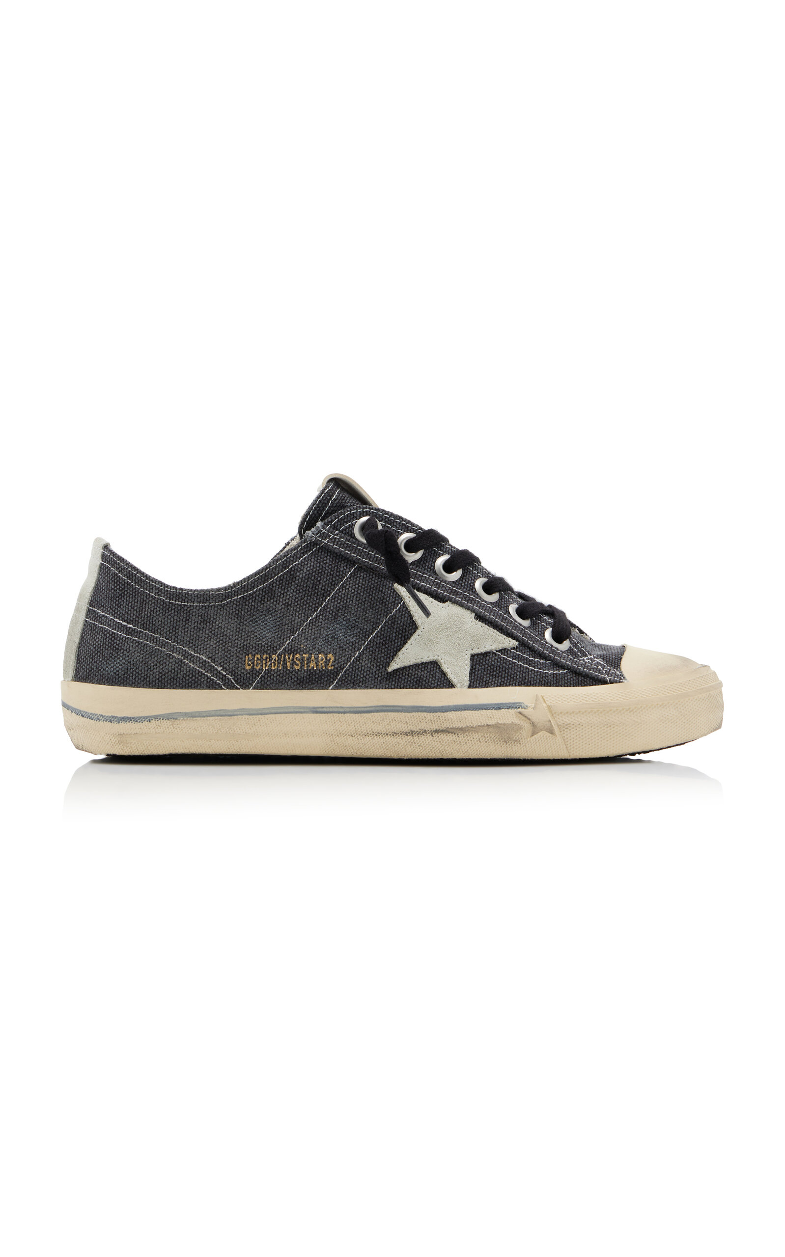 GOLDEN GOOSE V-STAR 2 SUEDE-TRIMMED CANVAS SNEAKERS
