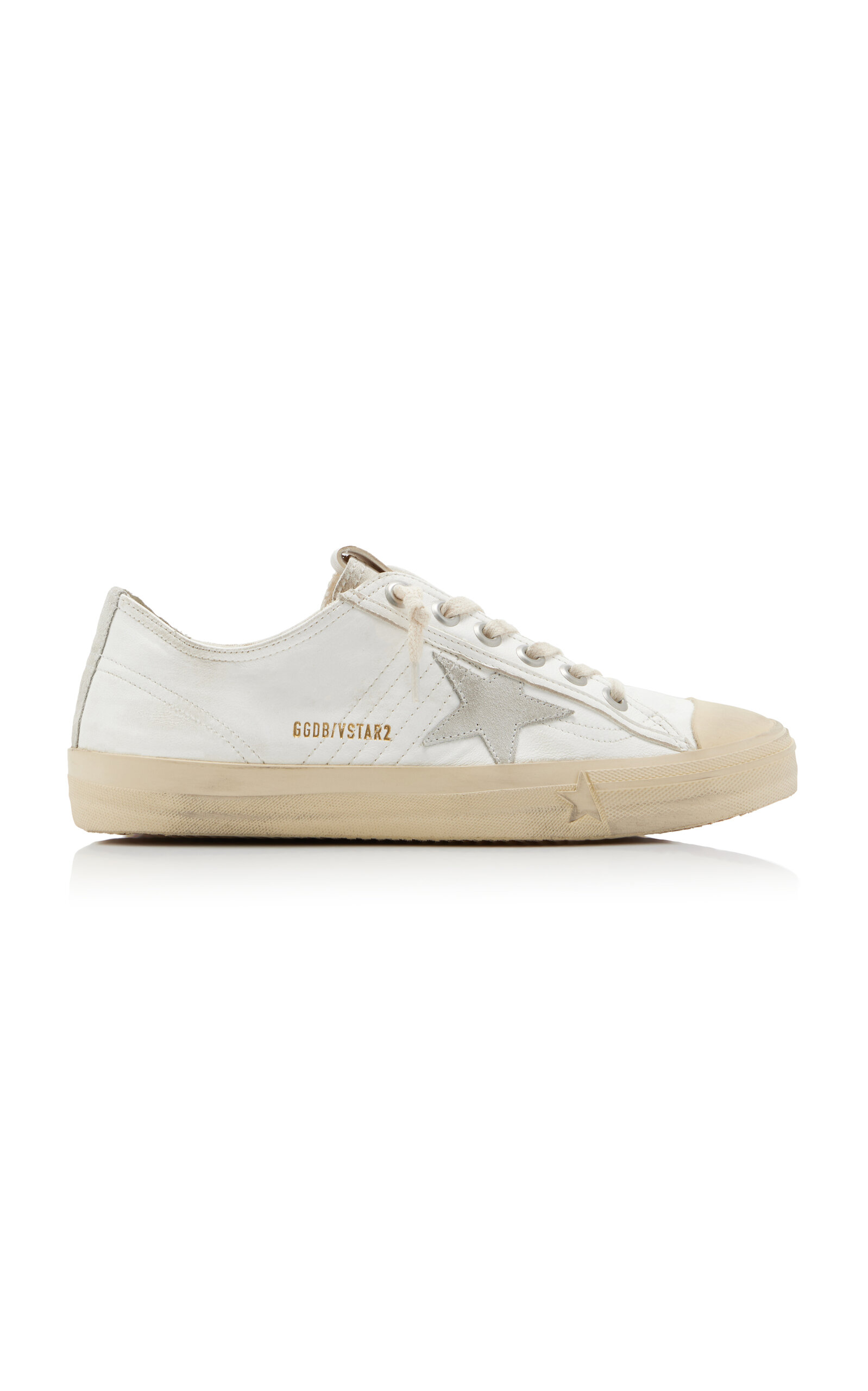 Golden Goose V-Star 2 Suede-Trimmed Leather Sneakers