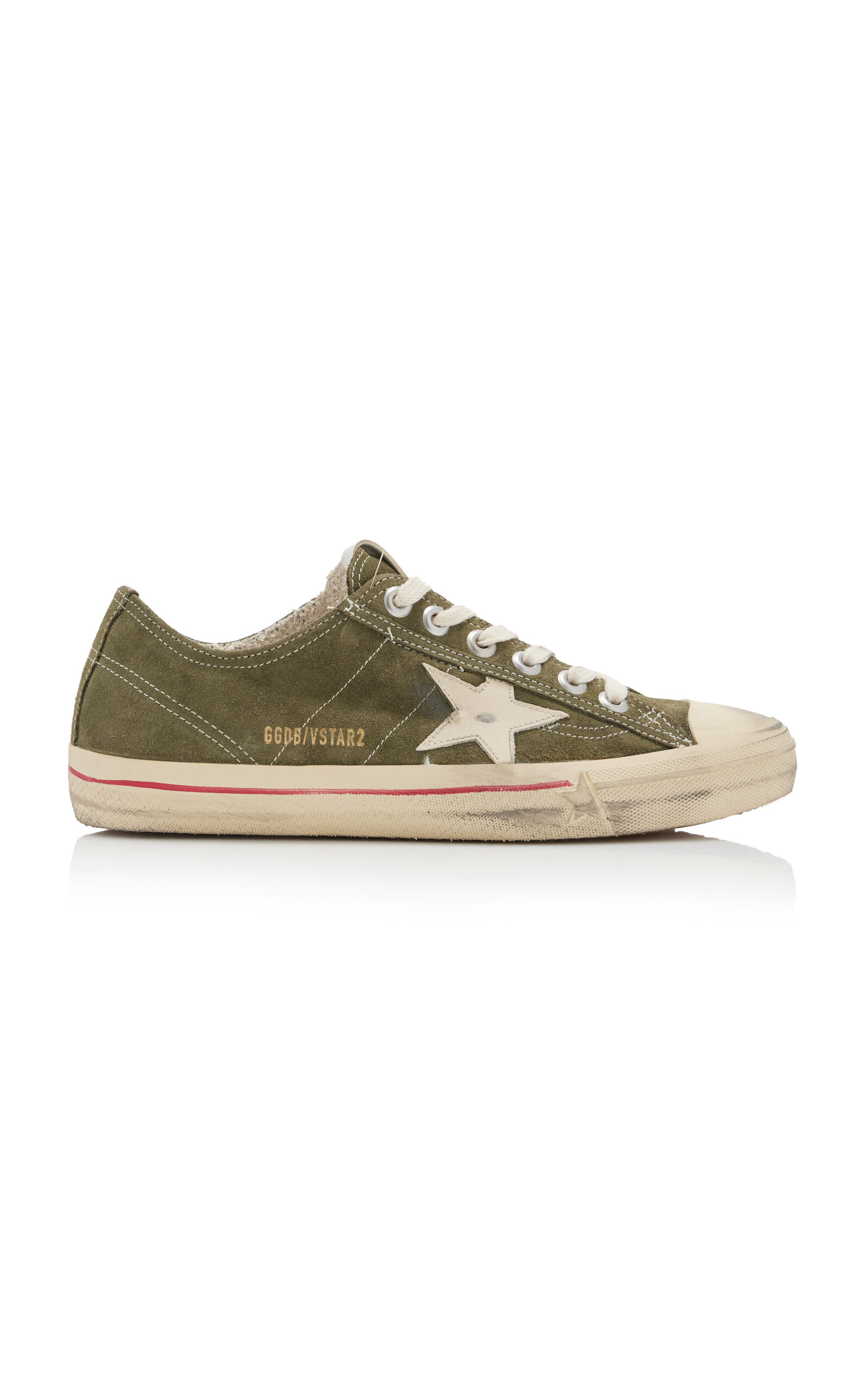 Golden Goose V-star 2 Leather-trimmed Suede Sneakers In Khaki