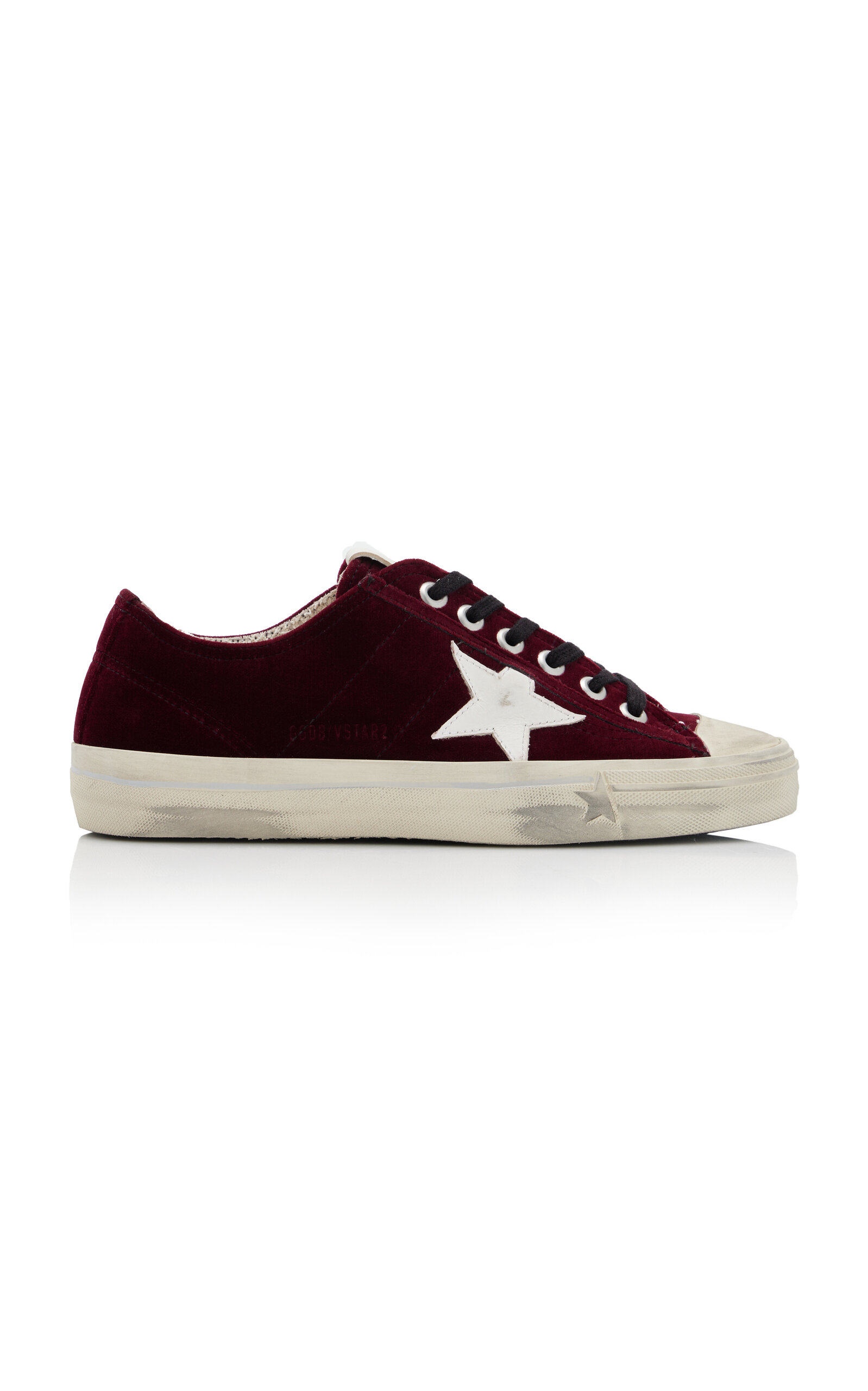 Shop Golden Goose V-star 2 Leather-trimmed Velvet Sneakers In Red