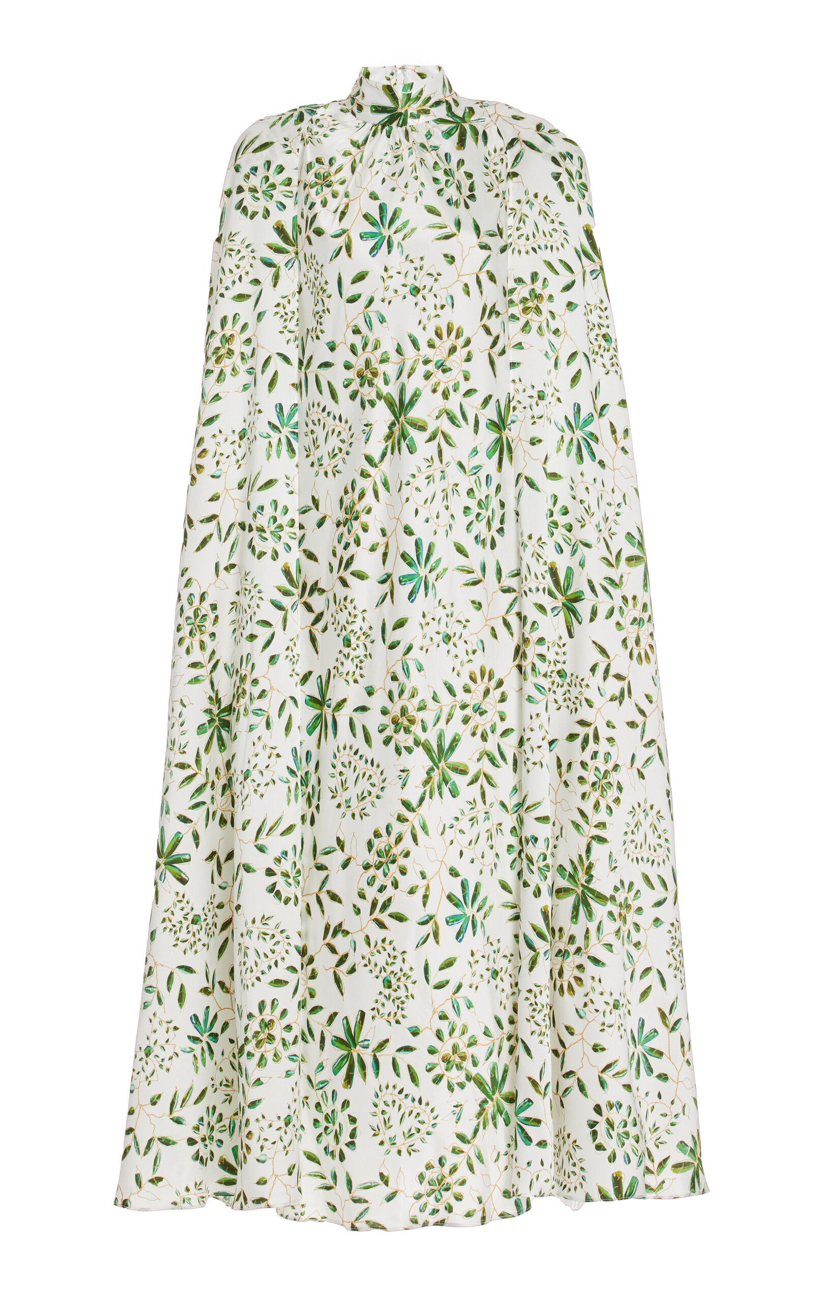 RODARTE PRINTED SILK CAPE DRESS