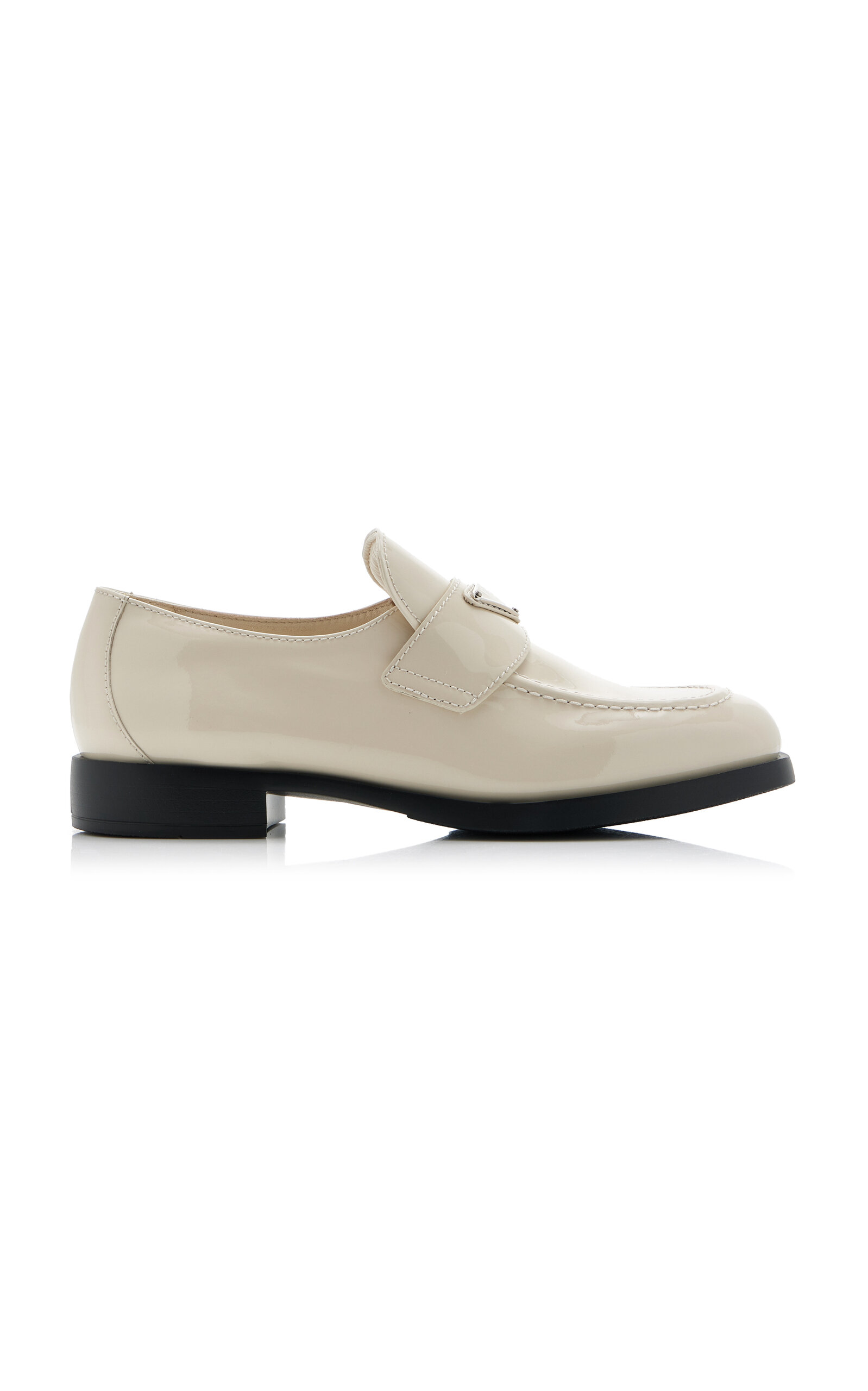 Prada Patent-leather Loafers In Ivory