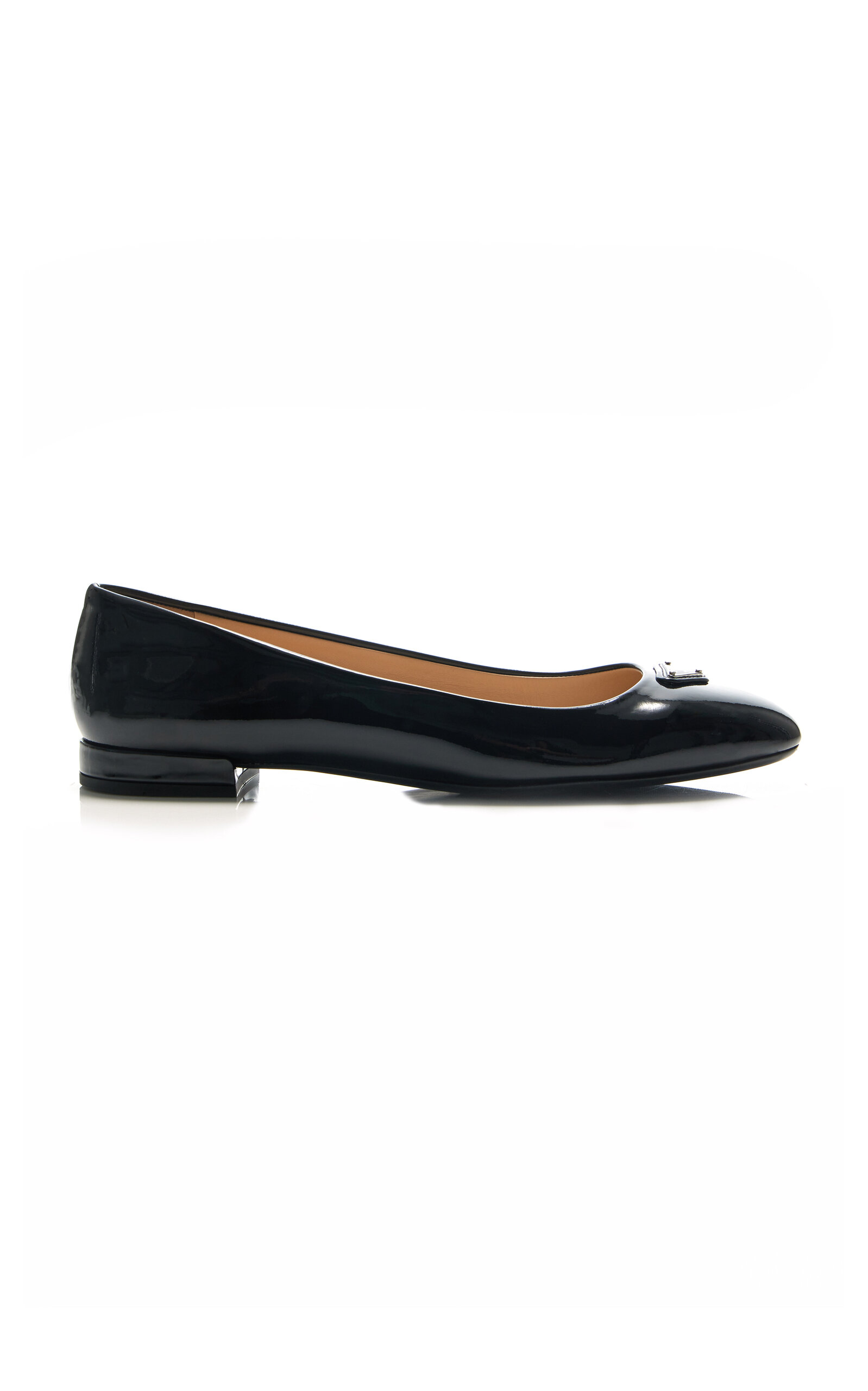 Prada Logo-detailed Leather Ballet Flats In Black