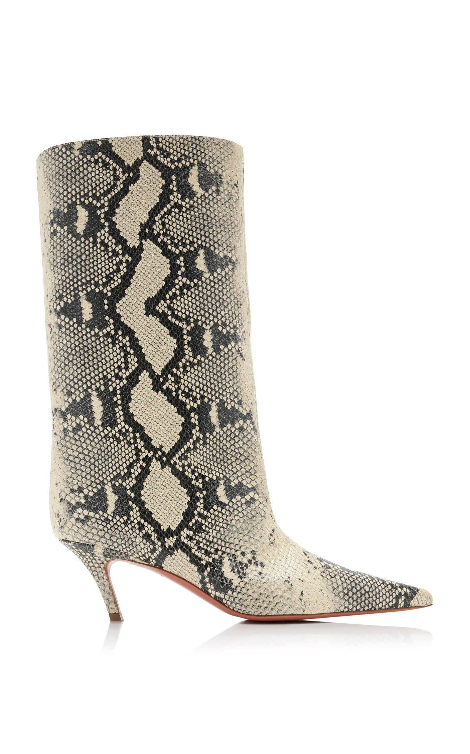 Amina Muaddi - Fiona Snake-Effect Leather Ankle Boots - Animal - IT 38 - Moda Operandi