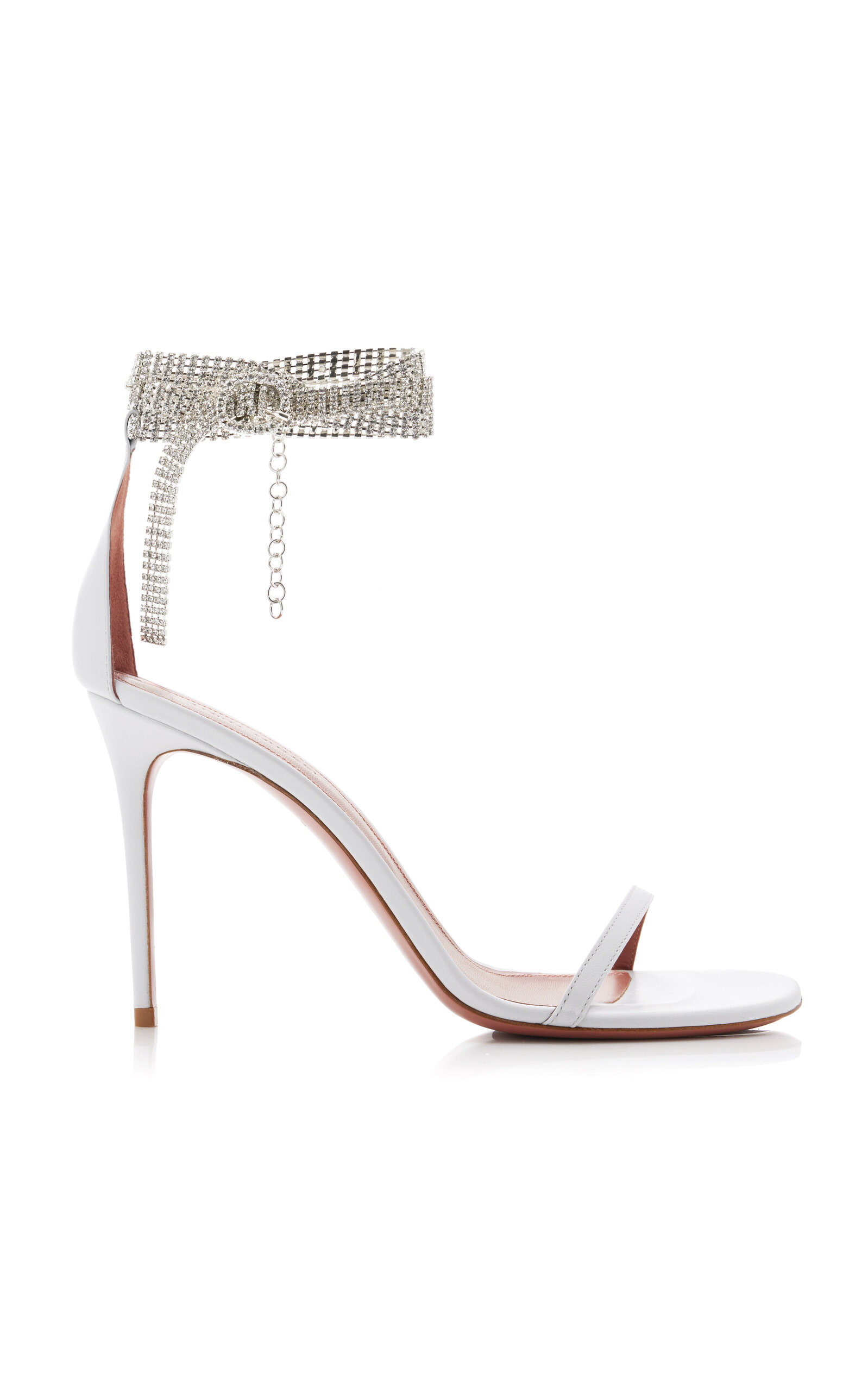 Amina Muaddi Giorgia Crystal-embellished Leather Sandals In White