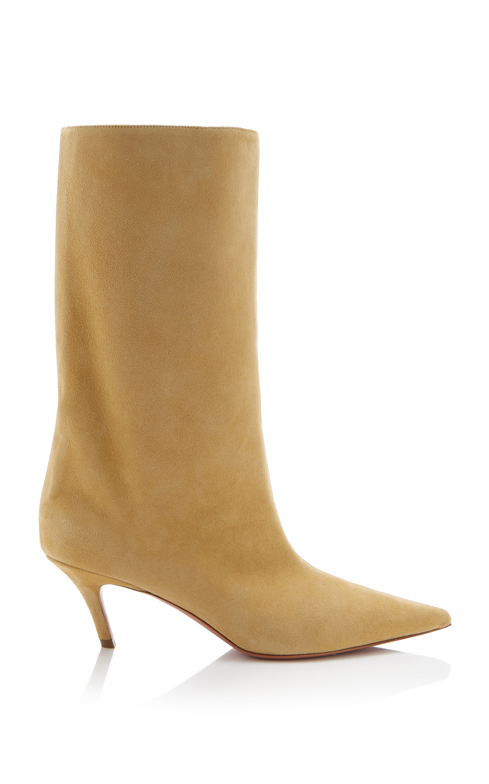 Amina Muaddi Fiona 60 Suede Knee-high Boots In Neutral