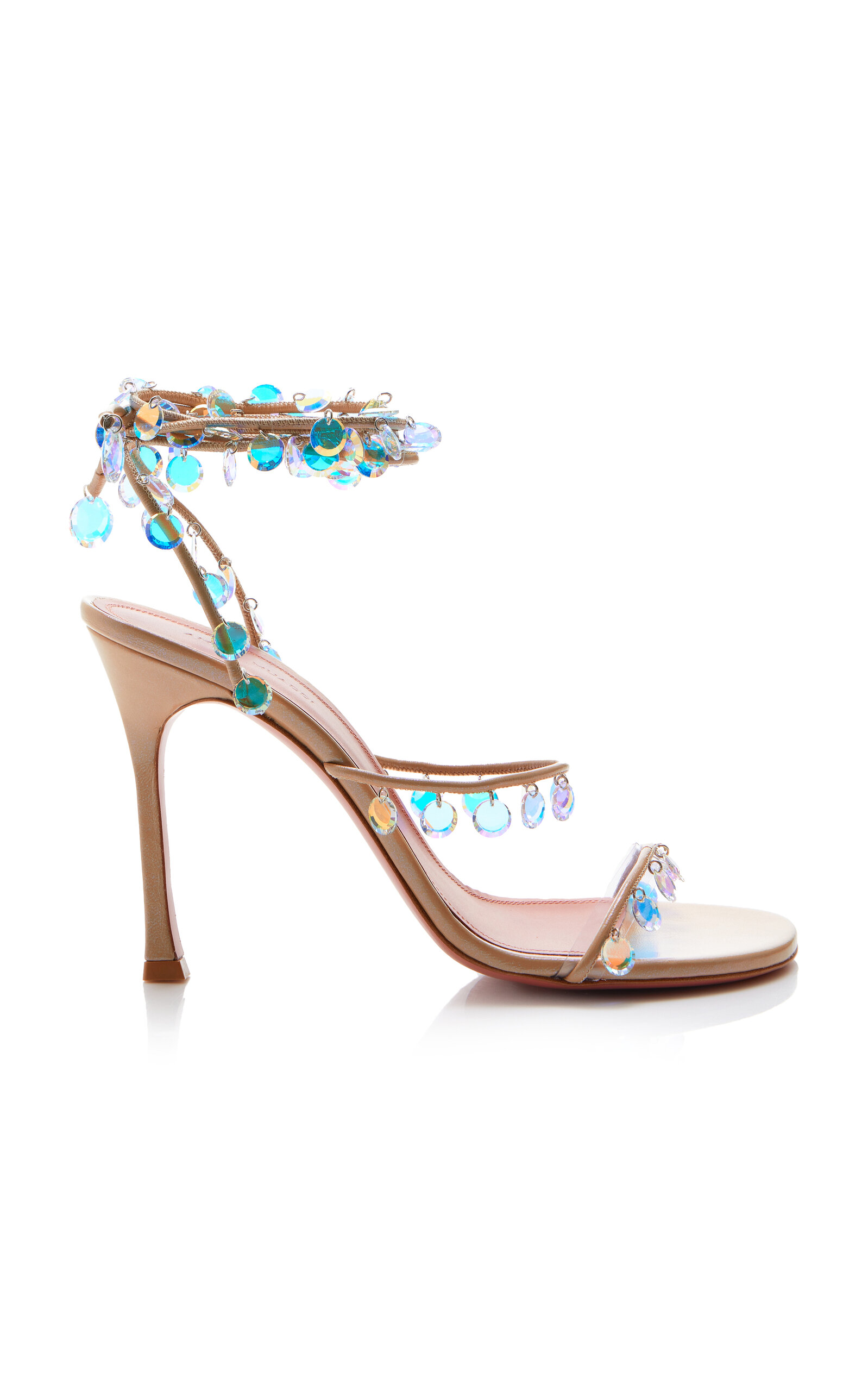Amina Muaddi Tina Crystal-embellished Lace-up Leather Sandals In Gold