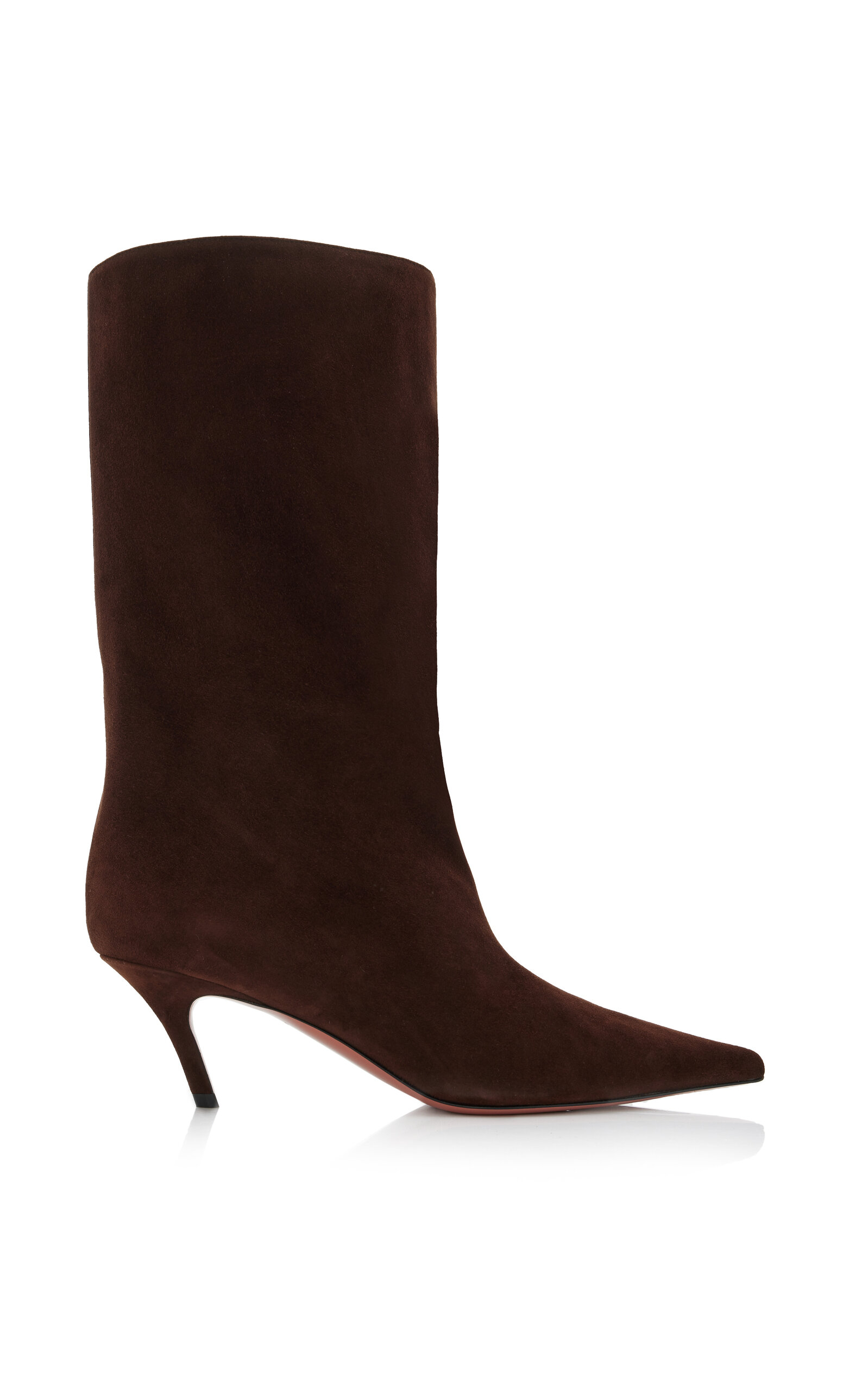 Amina Muaddi Fiona Suede Ankle Boots In Dark Brown