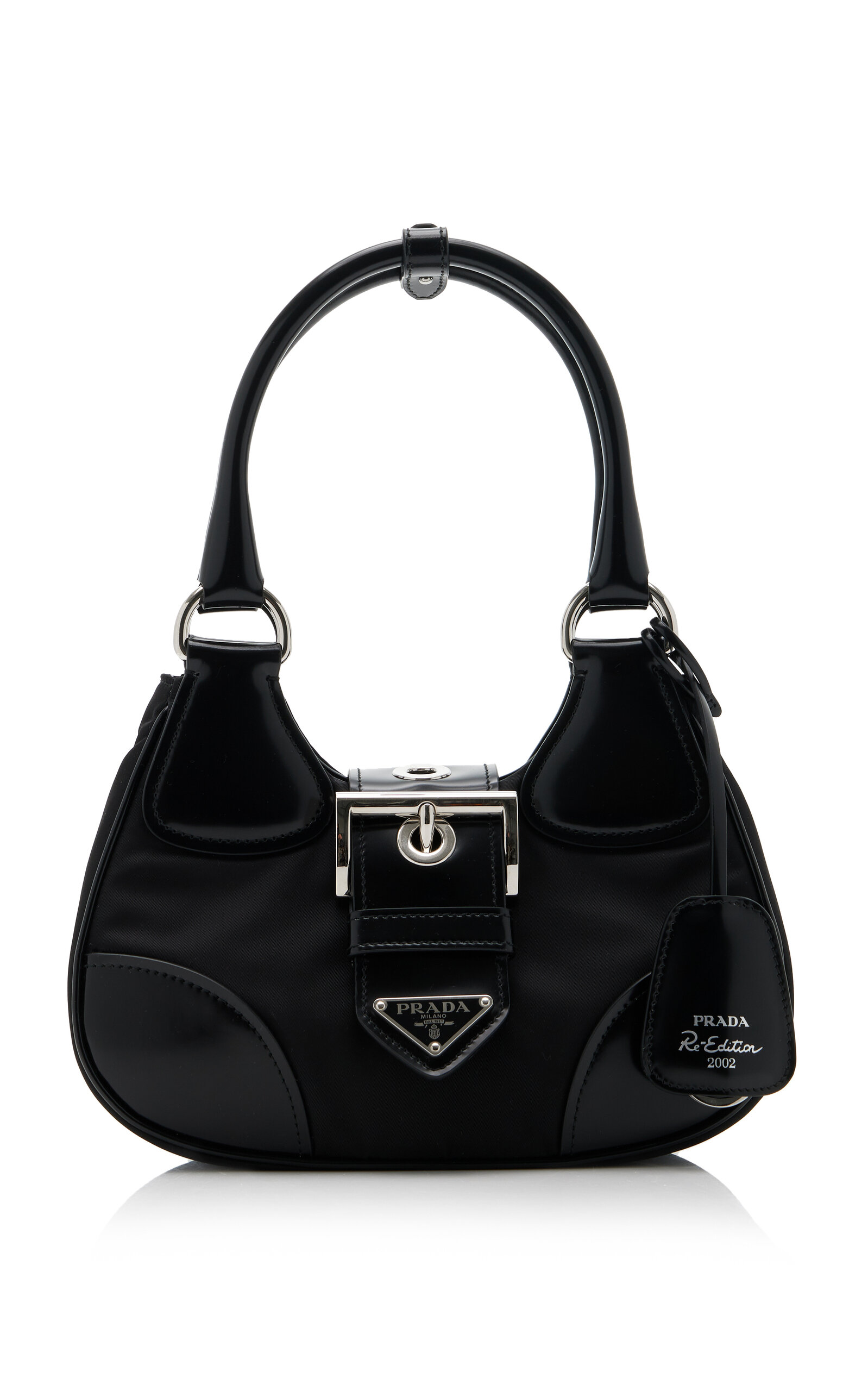 Prada Re-Edition 2002 Moon Leather-Trimmed Nylon Bag - Black - OS