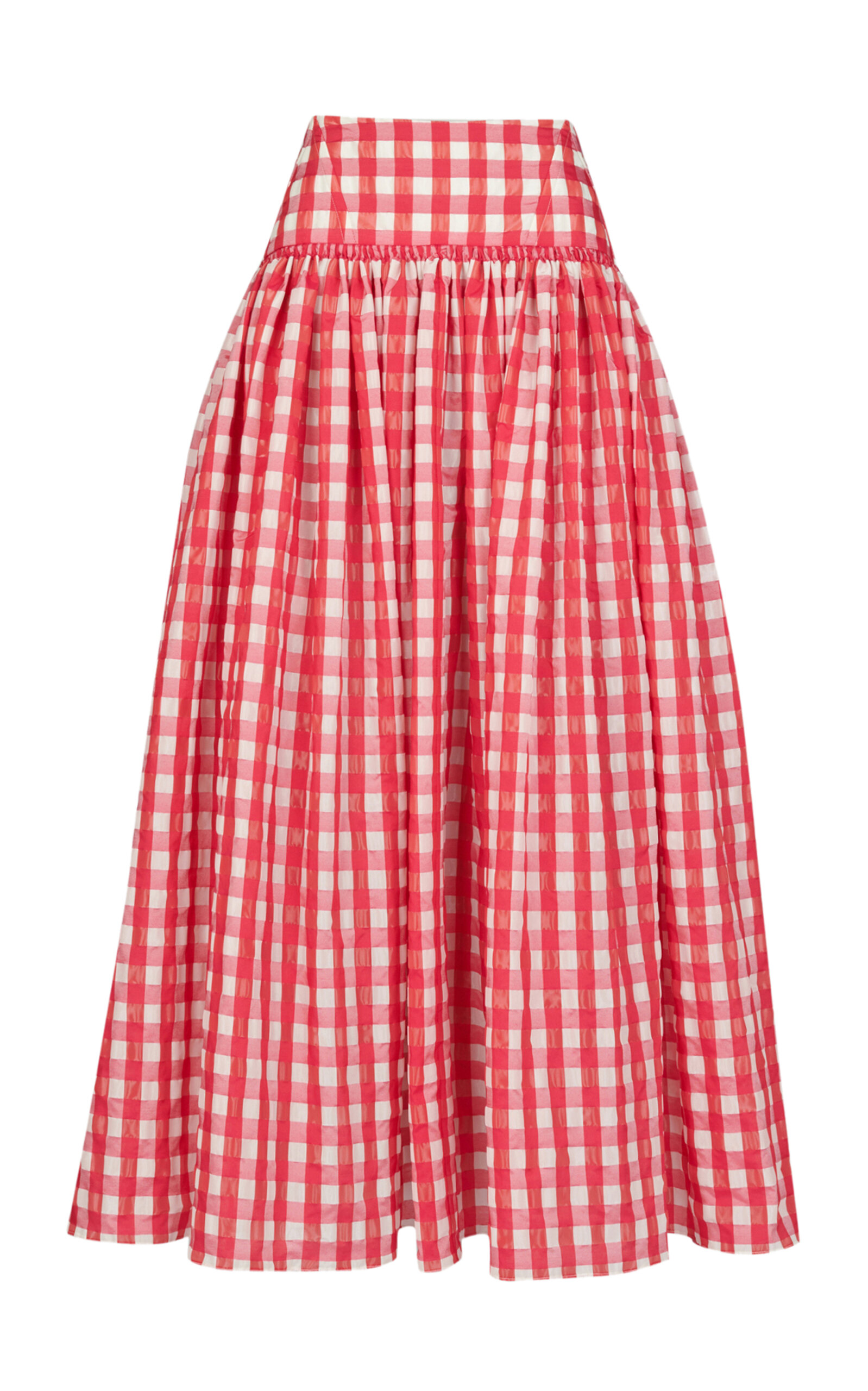 Shop Alaïa Full Gingham Maxi Skirt In Print