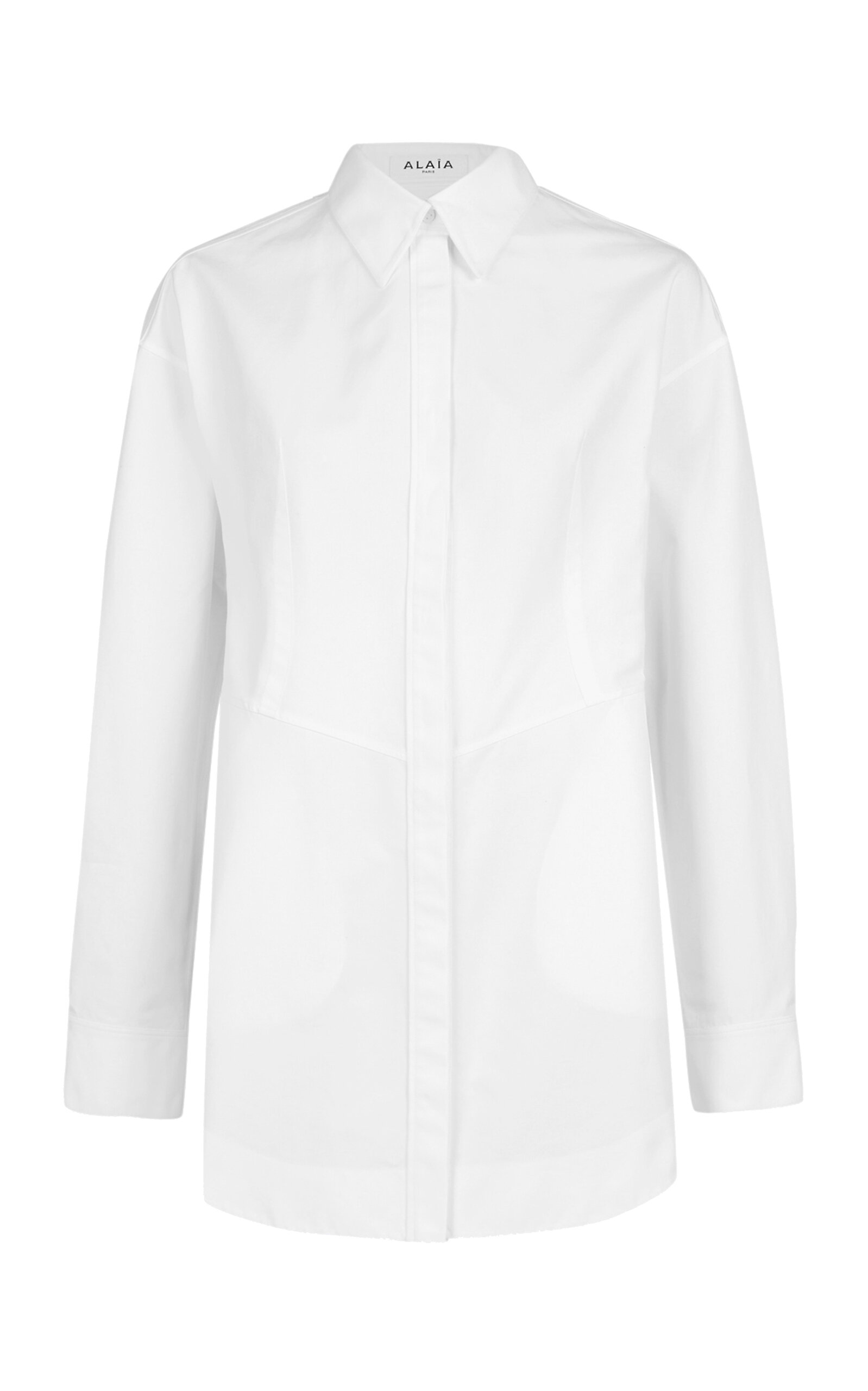 Alaïa Egg Oversized Cotton Mini Shirt Dress In White