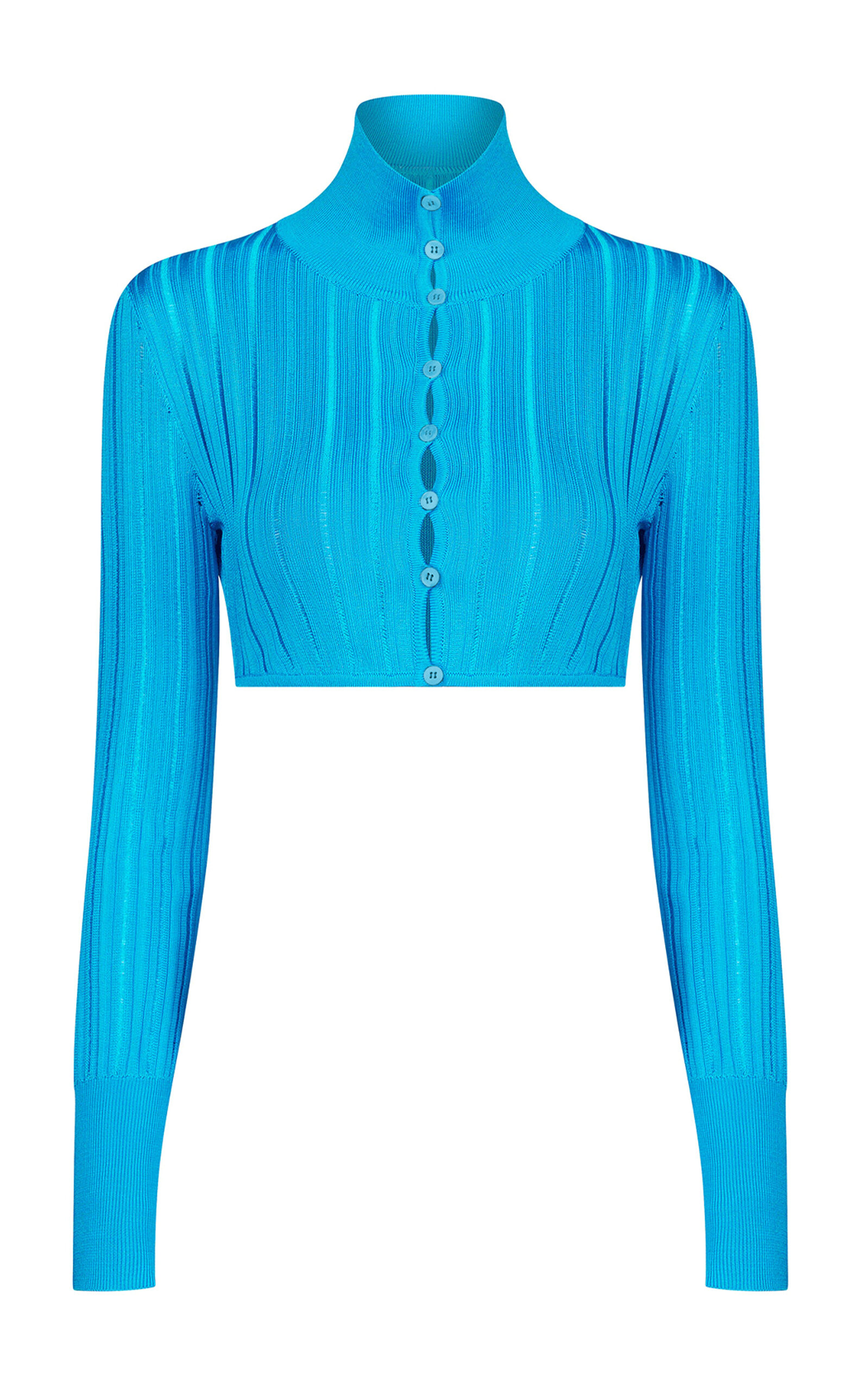 Shop Alaïa Crinoline Cropped Cardigan In Blue