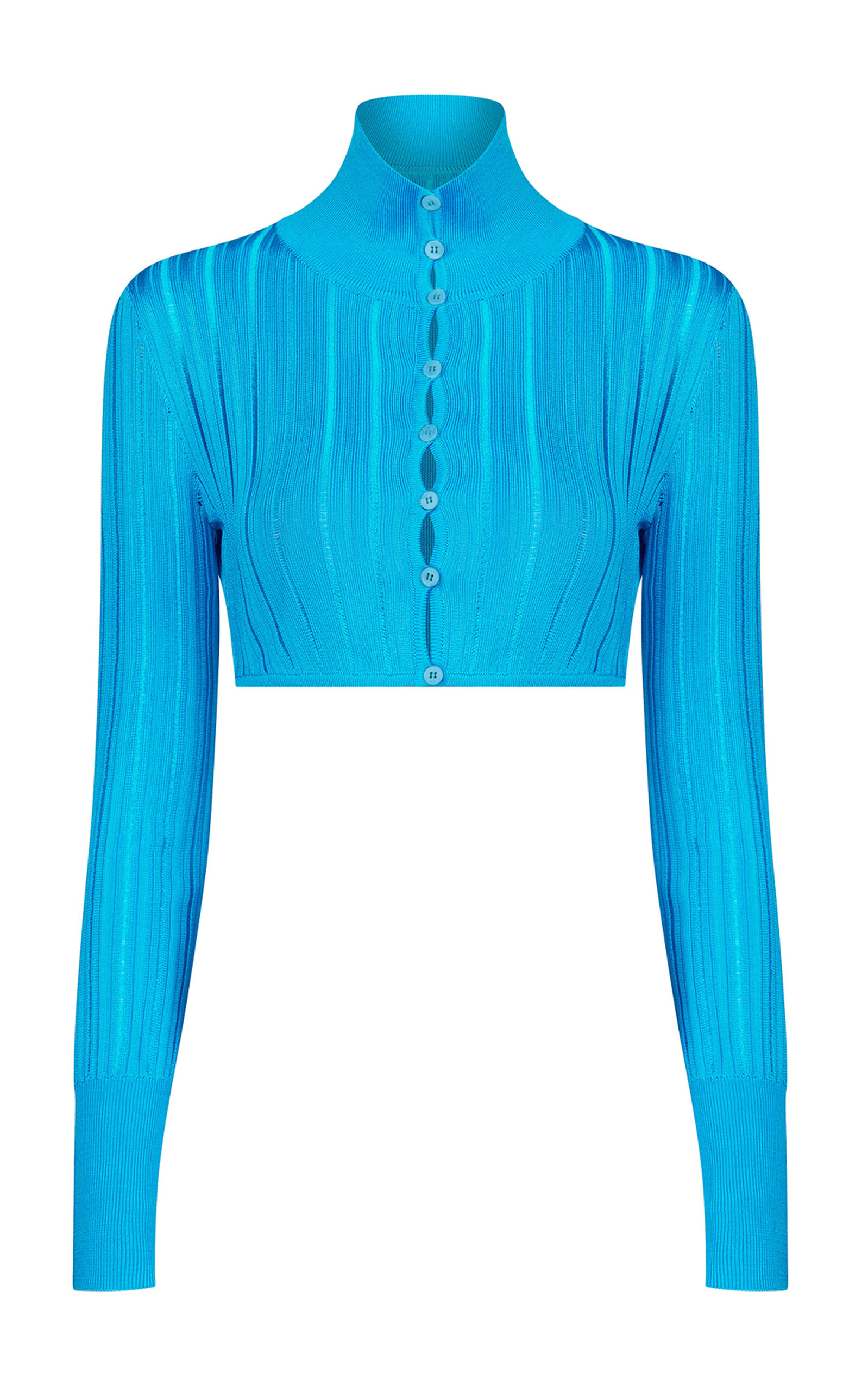 Alaïa Crinoline Cropped Cardigan In Blue
